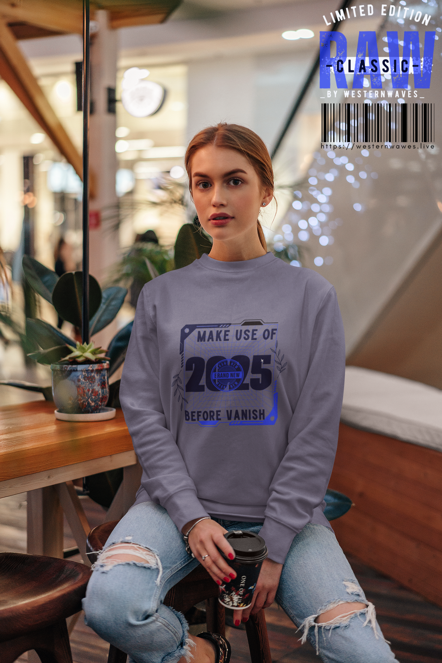 Unisex Midweight Softstyle Fleece Crewneck Sweatshirt_ N2 Series SPW USMWSSFCNSS PT2WW006_ Limited Edition Stylish Eco-conscious Raw Classic by WesternWaves: