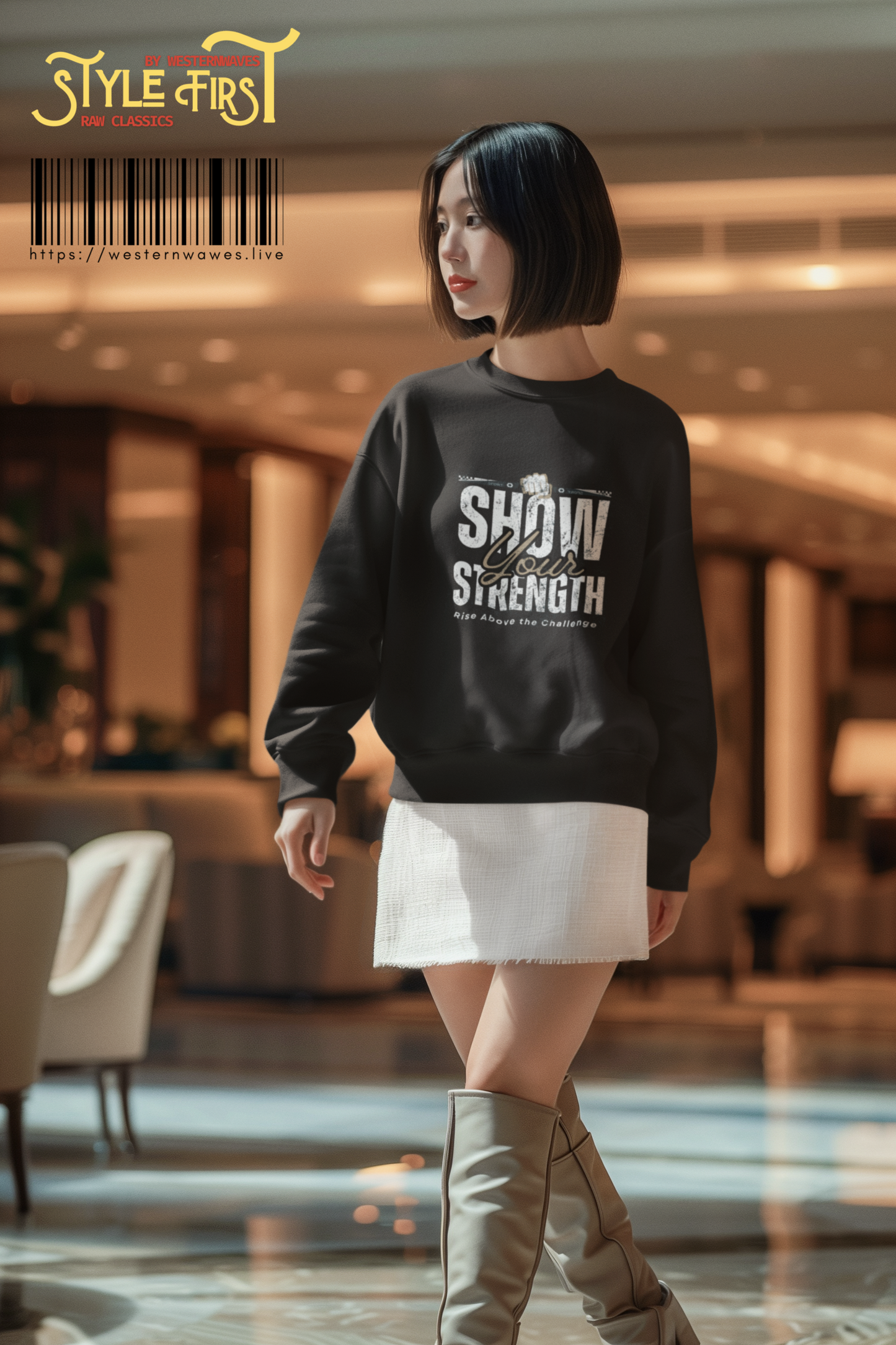 Unisex Midweight Softstyle Fleece Crewneck Sweatshirt_ N2+ Series USMWSSFCNSS PT2WW010_ Limited Edition Stylish Eco-conscious Raw Classic by WesternWaves:
