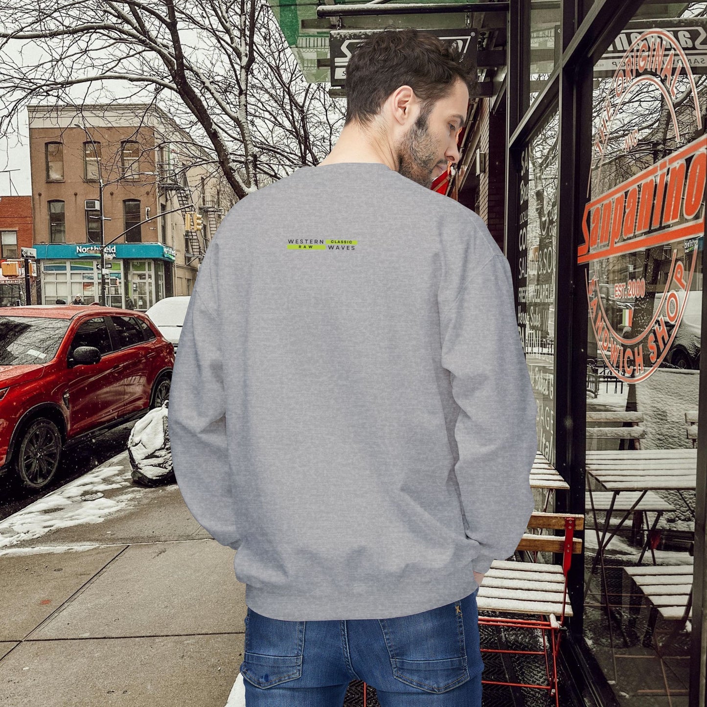 Unisex Midweight Softstyle Fleece Crewneck Sweatshirt_ N2+ Series USMWSSFCNSS PT2WW009_ Limited Edition Stylish Eco-conscious Raw Classic by WesternWaves: