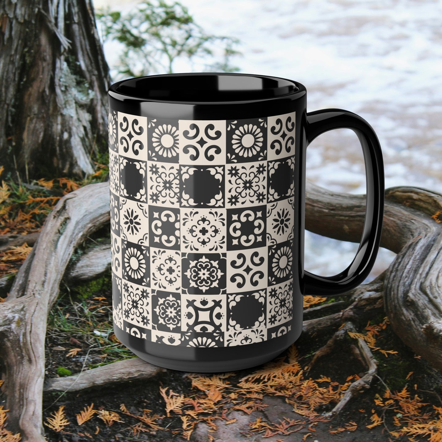 Black Mug (11oz, 15oz)_ N Series SPW CBM PT2WW002_ Limited Edition Black Ceramic Mug by WesternWawes