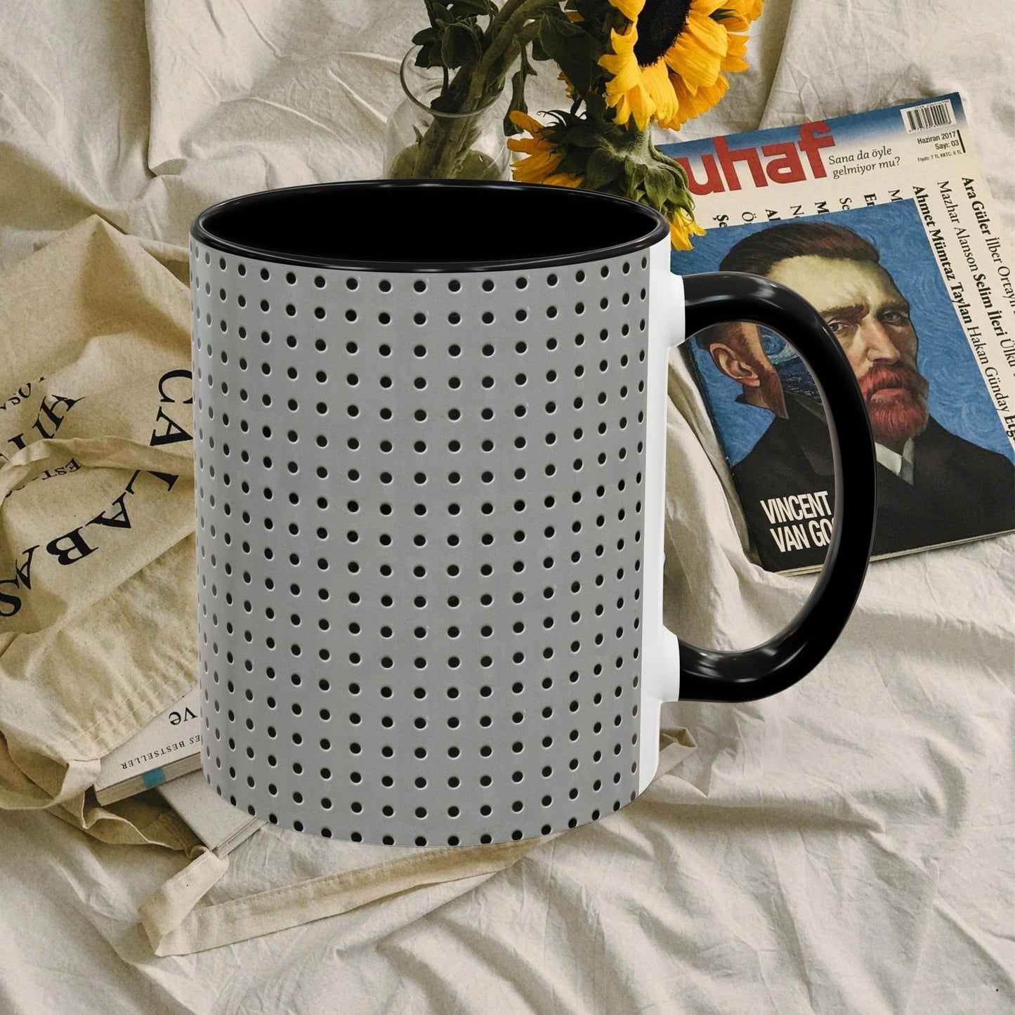 Two Tone Accent Coffee Mug 11oz_  N7+ Series ACMUG11OZ PT2WW001_ Limited Edition Stylish Perforated Design by WesternWaves:
