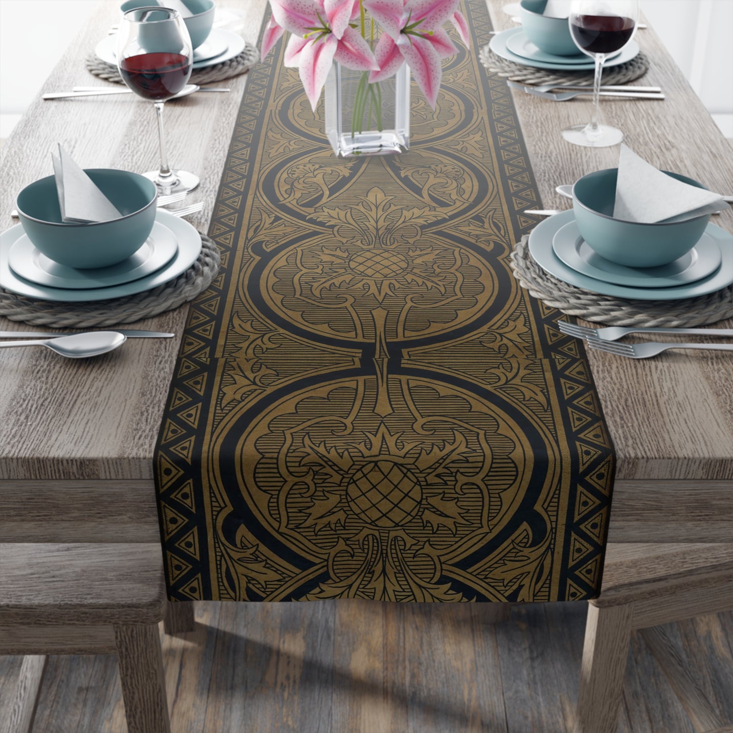 Table Runner (Cotton, Poly)_ Elegant Vintage-Inspired Table Runner for Stylish Dining_ N7+ Series TRUNNER PT2WW003_ Limited Edition by WesternWaves_