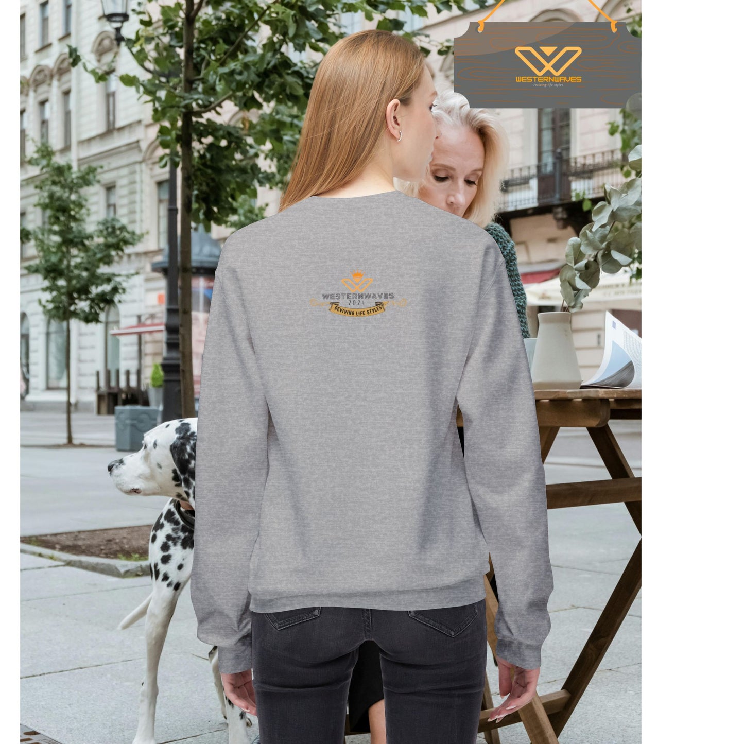 Unisex Midweight Softstyle Fleece Crewneck Sweatshirt_ N2 Series SPW USMWSSFCNSS PT2WW002_ Limited Edition Stylish Eco-conscious Raw Classic by WesternWaves: