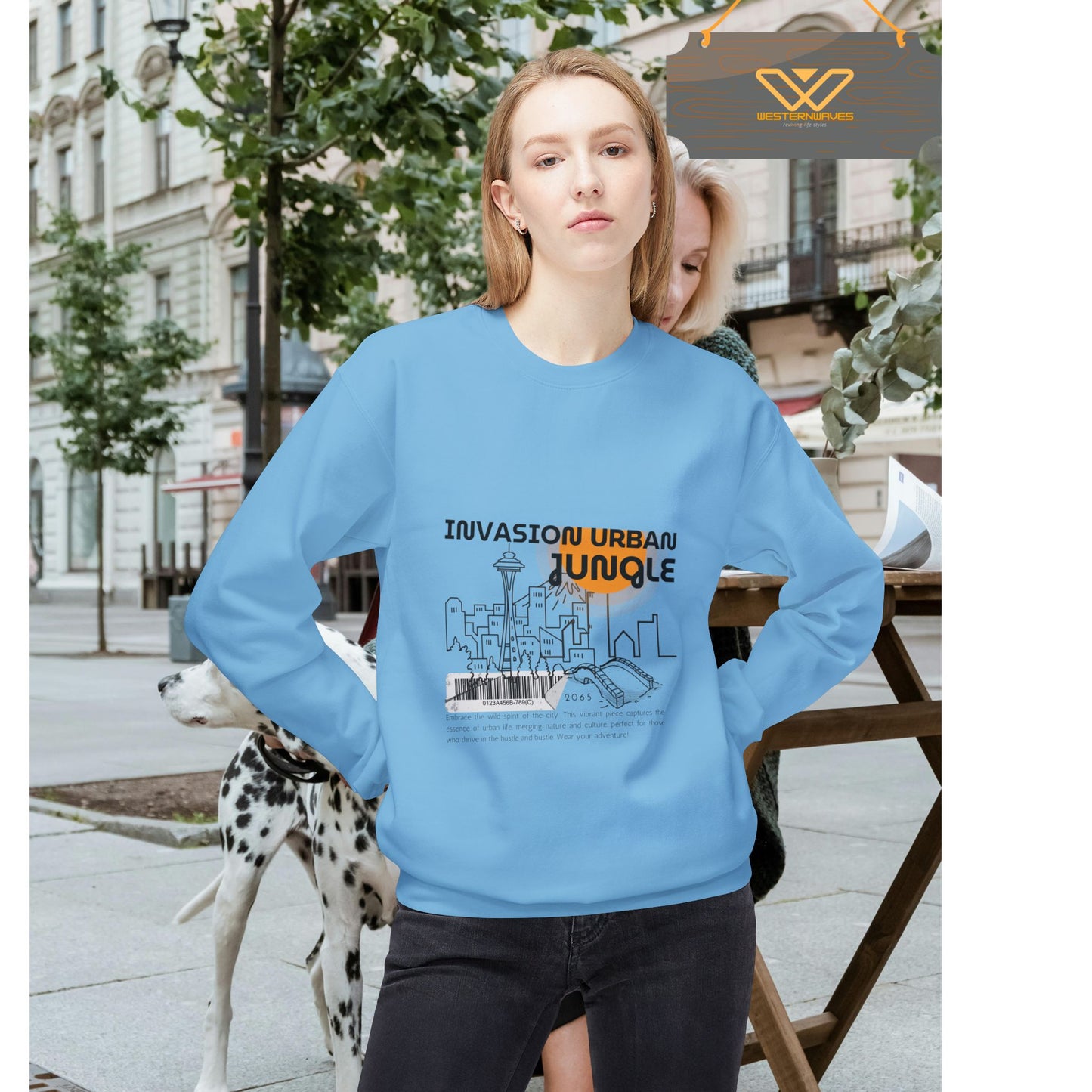 Unisex Midweight Softstyle Fleece Crewneck Sweatshirt_ N2+ Series USMWSSFCNSS PT2WW012_ Limited Edition Stylish Eco-conscious Raw Classic by WesternWaves: