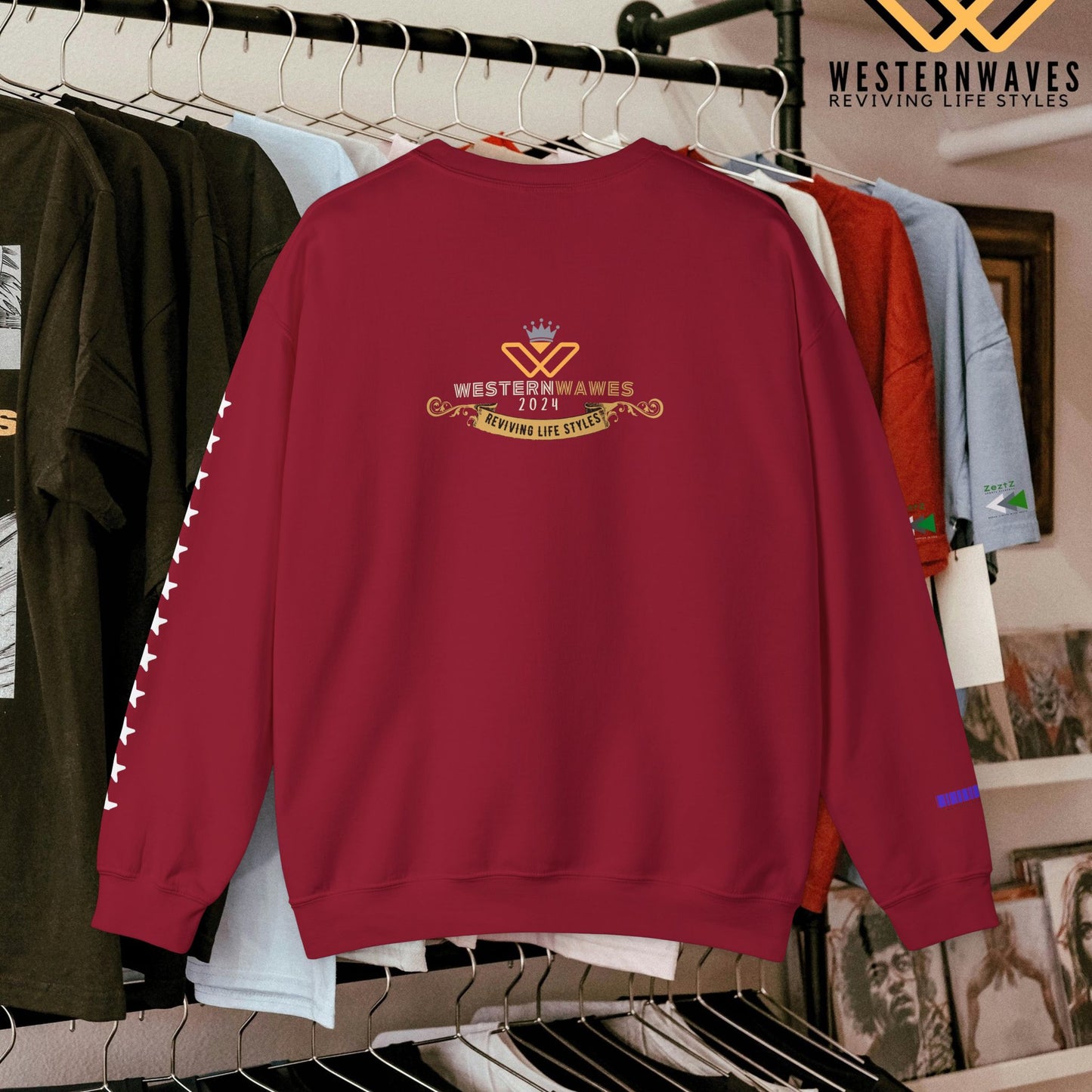 Unisex Heavy Blend™ Crewneck Sweatshirt_ N3 Series UHBCSS PT2WV011_ Limited Edition Pure Luxuryby WesternWaves: