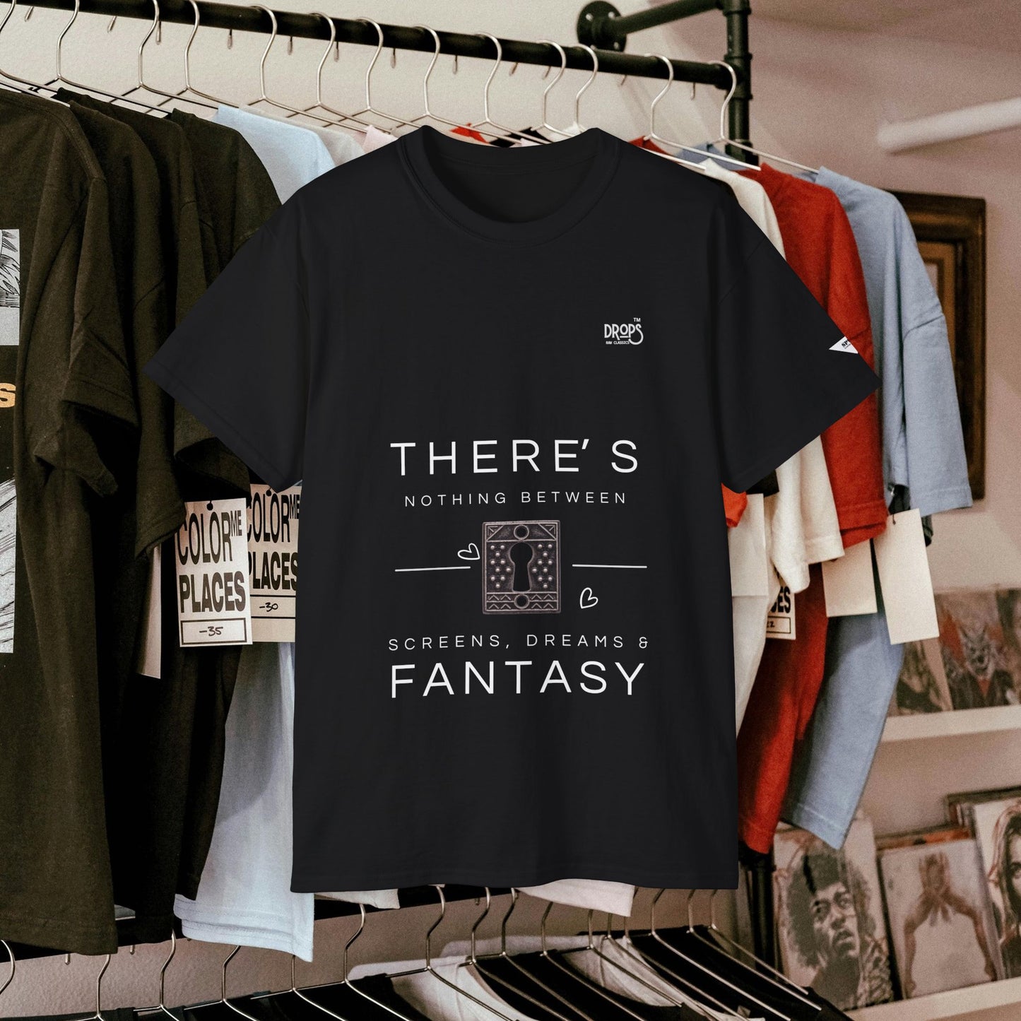 Unisex Ultra Cotton Tee - "There's Nothing Between Screens, Dreams & Fantasy" T-Shirt - Perfect for Dreamers and Creatives_ 07 May 2025_ 001