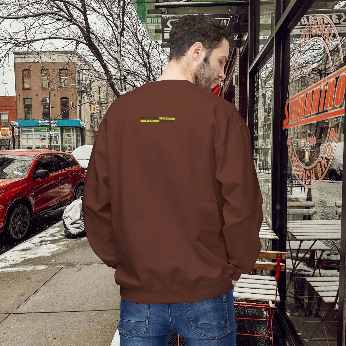 Unisex Midweight Softstyle Fleece Crewneck Sweatshirt_ N2+ Series USMWSSFCNSS PT2WW009_ Limited Edition Stylish Eco-conscious Raw Classic by WesternWaves: