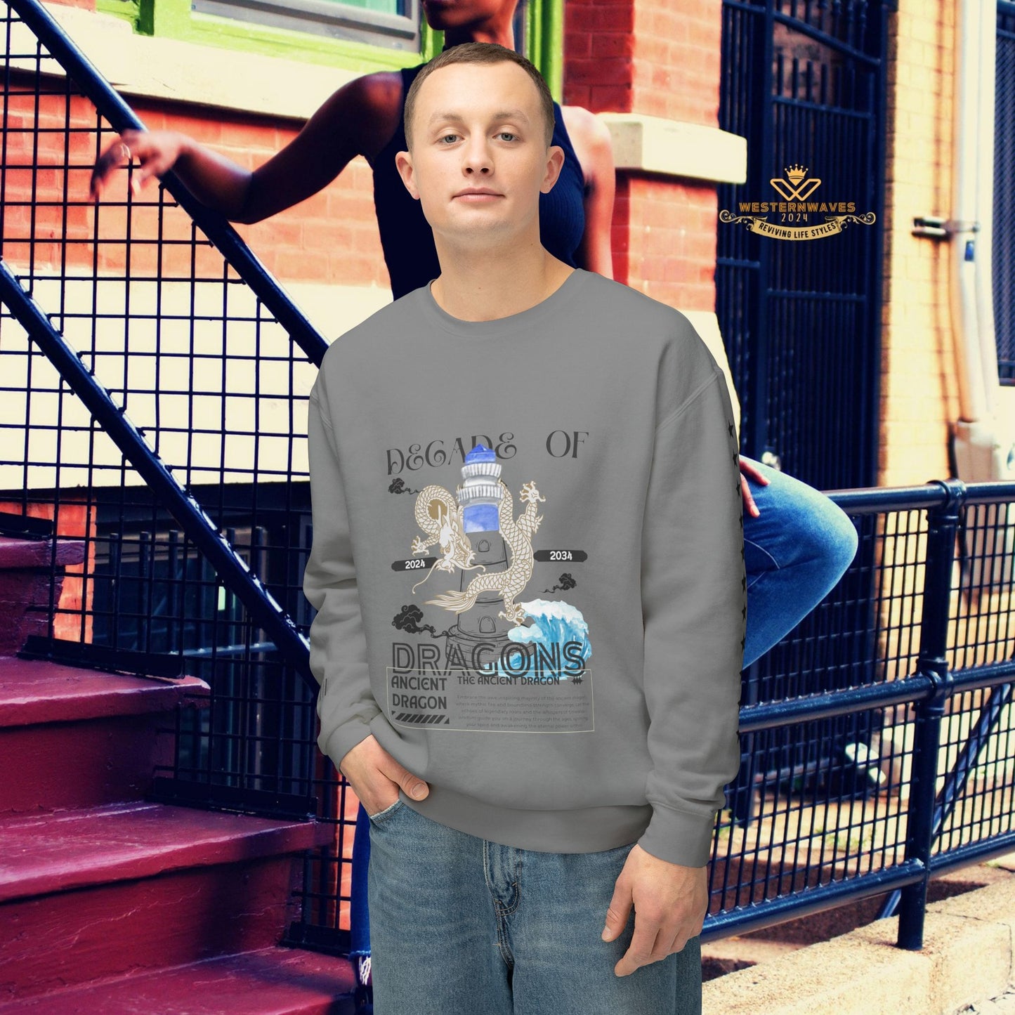 Unisex Lightweight Crewneck Sweatshirt_ N2 Series SPW ULWCSS PT2WW013_Limited Edition Conscious Fashion Collaboration by WesternWaves: