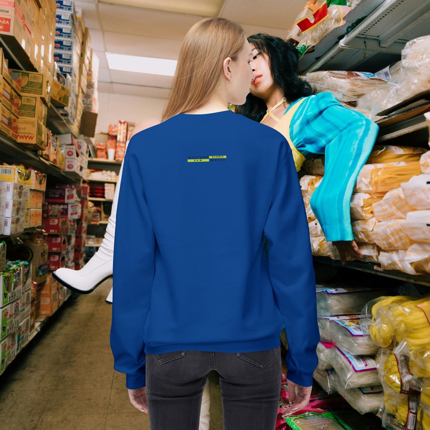 Unisex Midweight Softstyle Fleece Crewneck Sweatshirt_ N2+ Series USMWSSFCNSS PT2WW009_ Limited Edition Stylish Eco-conscious Raw Classic by WesternWaves: