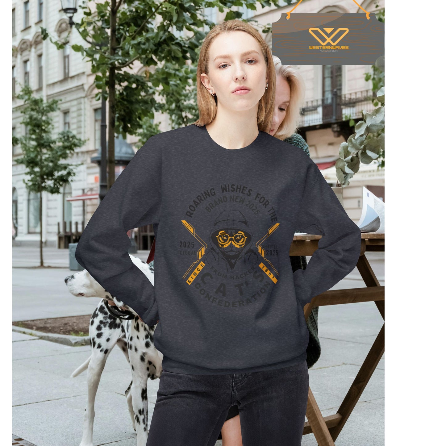 Unisex Midweight Softstyle Fleece Crewneck Sweatshirt_ N2 Series SPW USMWSSFCNSS PT2WW004_ Limited Edition Stylish Eco-conscious Raw Classic by WesternWaves: