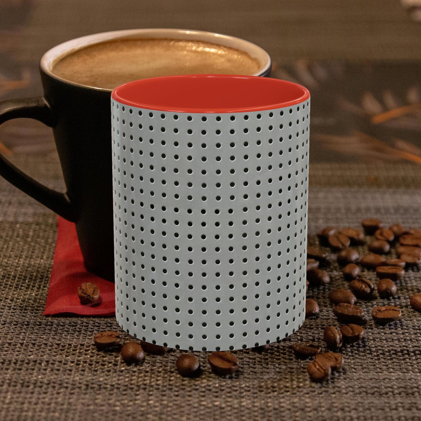 Two Tone Accent Coffee Mug 11oz_  N7+ Series ACMUG11OZ PT2WW001_ Limited Edition Stylish Perforated Design by WesternWaves: