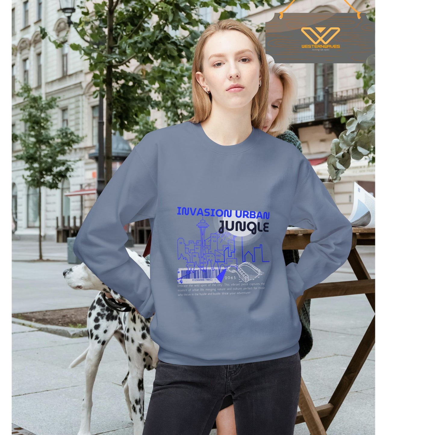 Unisex Midweight Softstyle Fleece Crewneck Sweatshirt_ N2+ Series USMWSSFCNSS PT2WW012_ Limited Edition Stylish Eco-conscious Raw Classic by WesternWaves: