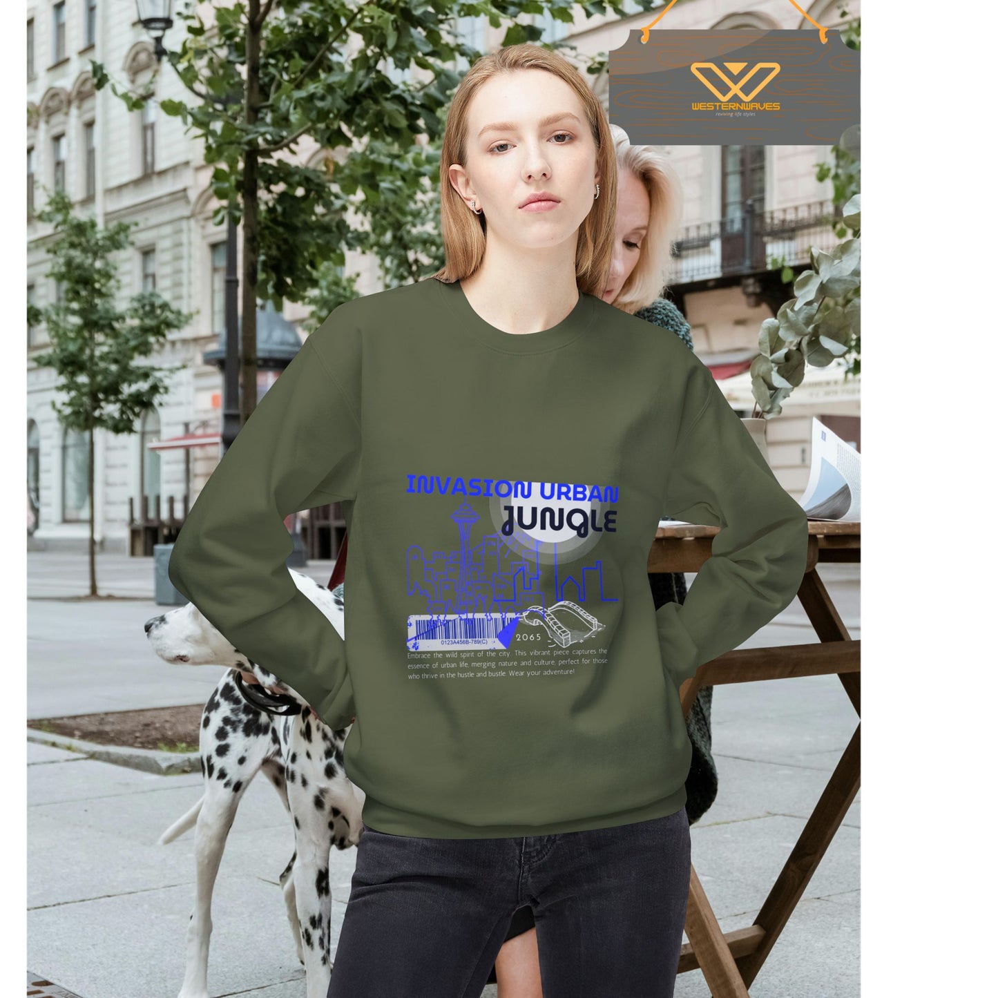 Unisex Midweight Softstyle Fleece Crewneck Sweatshirt_ N2+ Series USMWSSFCNSS PT2WW012_ Limited Edition Stylish Eco-conscious Raw Classic by WesternWaves: