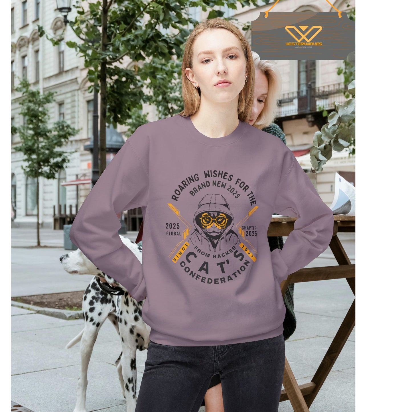 Unisex Midweight Softstyle Fleece Crewneck Sweatshirt_ N2 Series SPW USMWSSFCNSS PT2WW004_ Limited Edition Stylish Eco-conscious Raw Classic by WesternWaves: