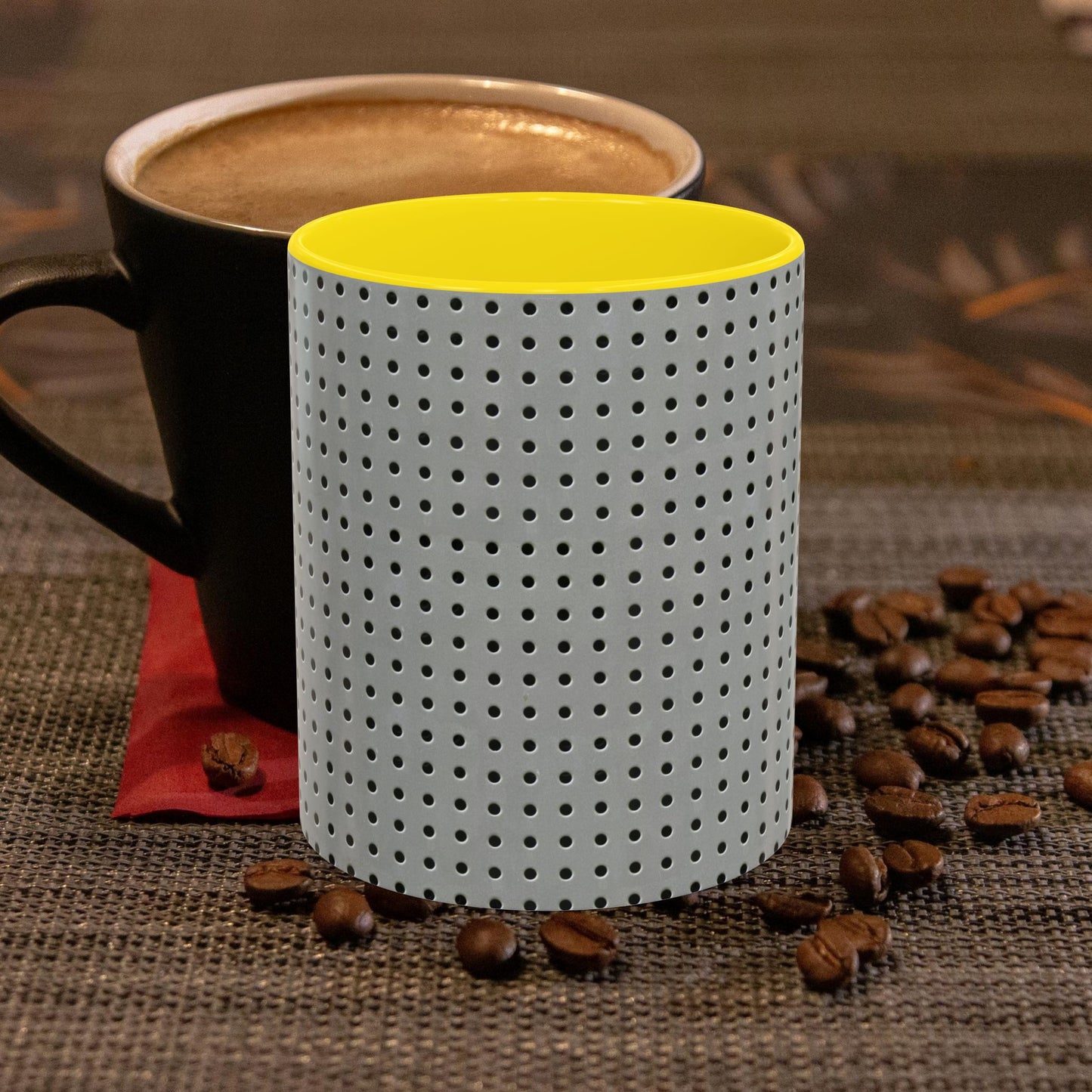 Two Tone Accent Coffee Mug 11oz_  N7+ Series ACMUG11OZ PT2WW001_ Limited Edition Stylish Perforated Design by WesternWaves:
