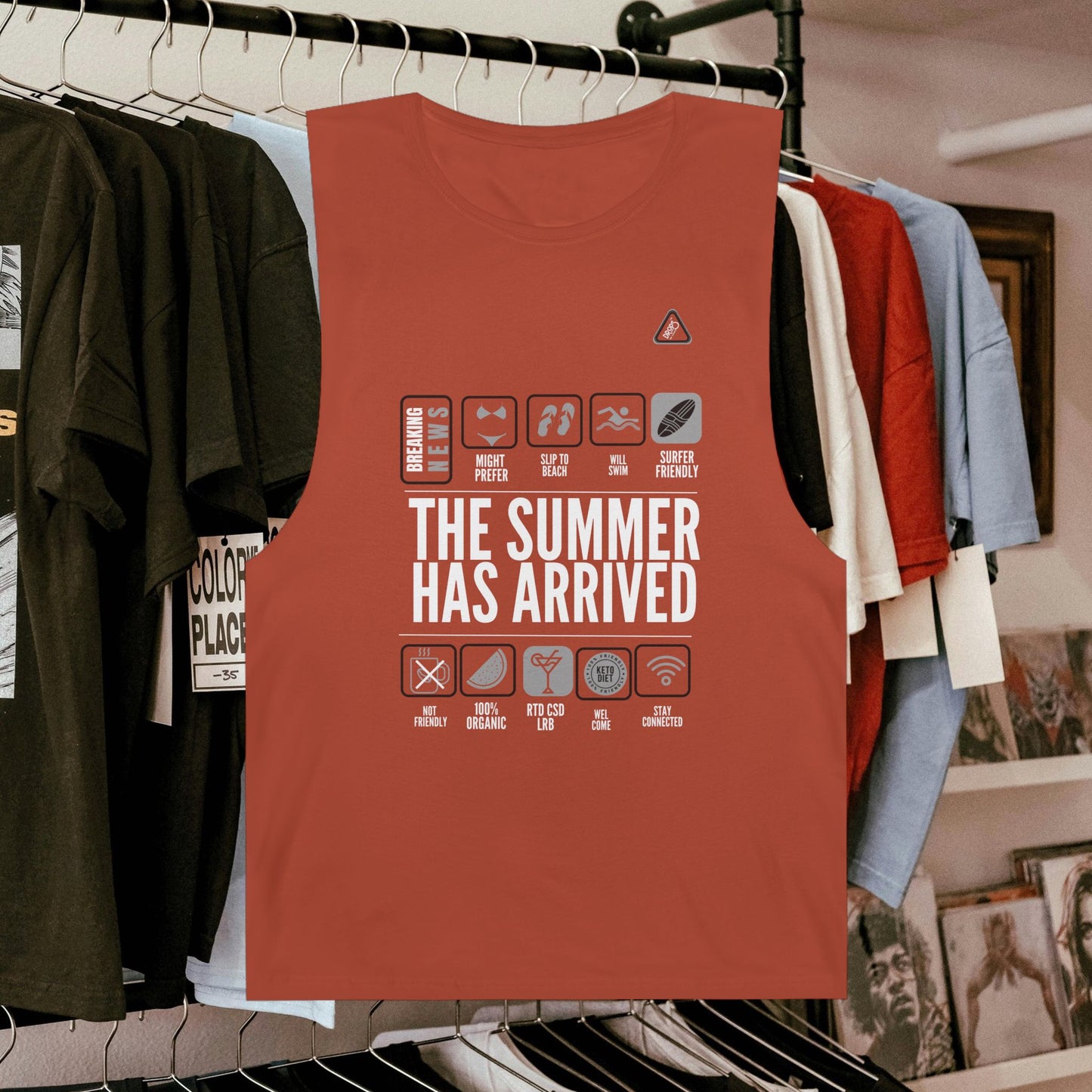 Unisex Summer Vibes Tank Top - 'The Summer Has Arrived' – Organic Cotton_ 09 May 2025_ 001