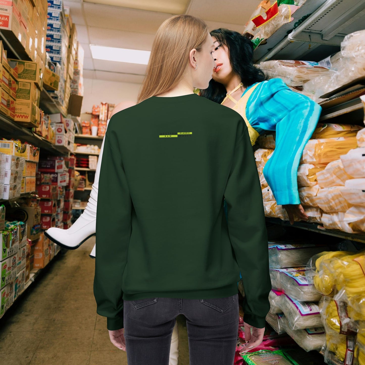 Unisex Midweight Softstyle Fleece Crewneck Sweatshirt_ N2+ Series USMWSSFCNSS PT2WW009_ Limited Edition Stylish Eco-conscious Raw Classic by WesternWaves: