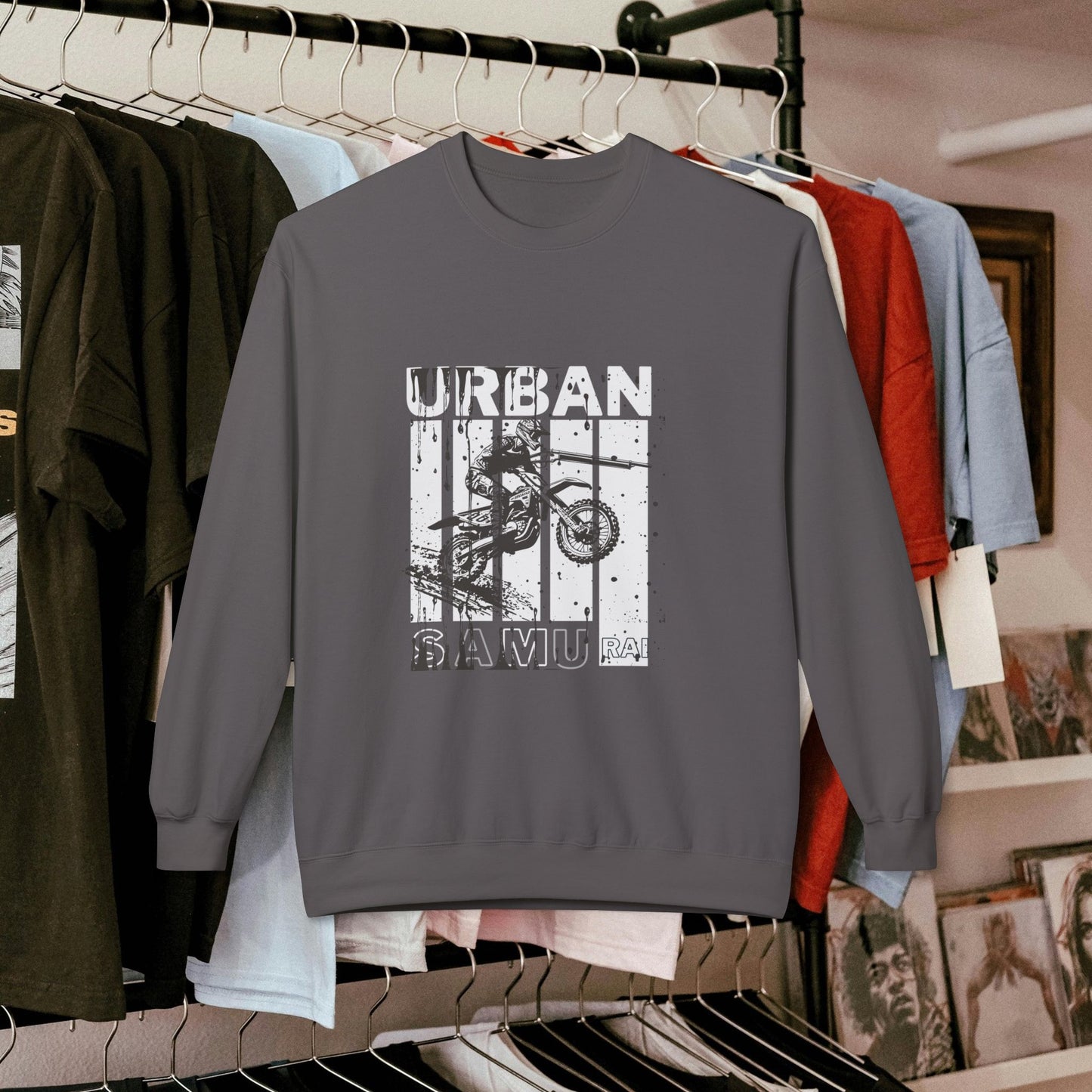 Unisex Midweight Softstyle Fleece Crewneck Sweatshirt_ N2+ Series USMWSSFCNSS PT2WW009_ Limited Edition Stylish Eco-conscious Raw Classic by WesternWaves: