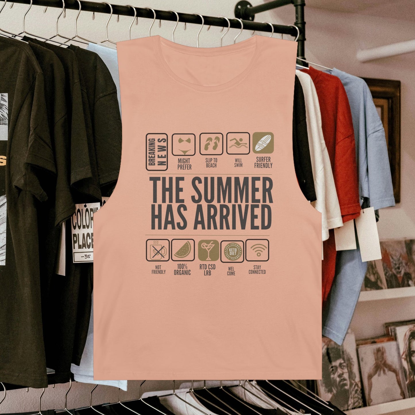 Unisex Summer Vibes Tank Top - 'The Summer Has Arrived' – Organic Cotton_ 09 May 2025_ 001