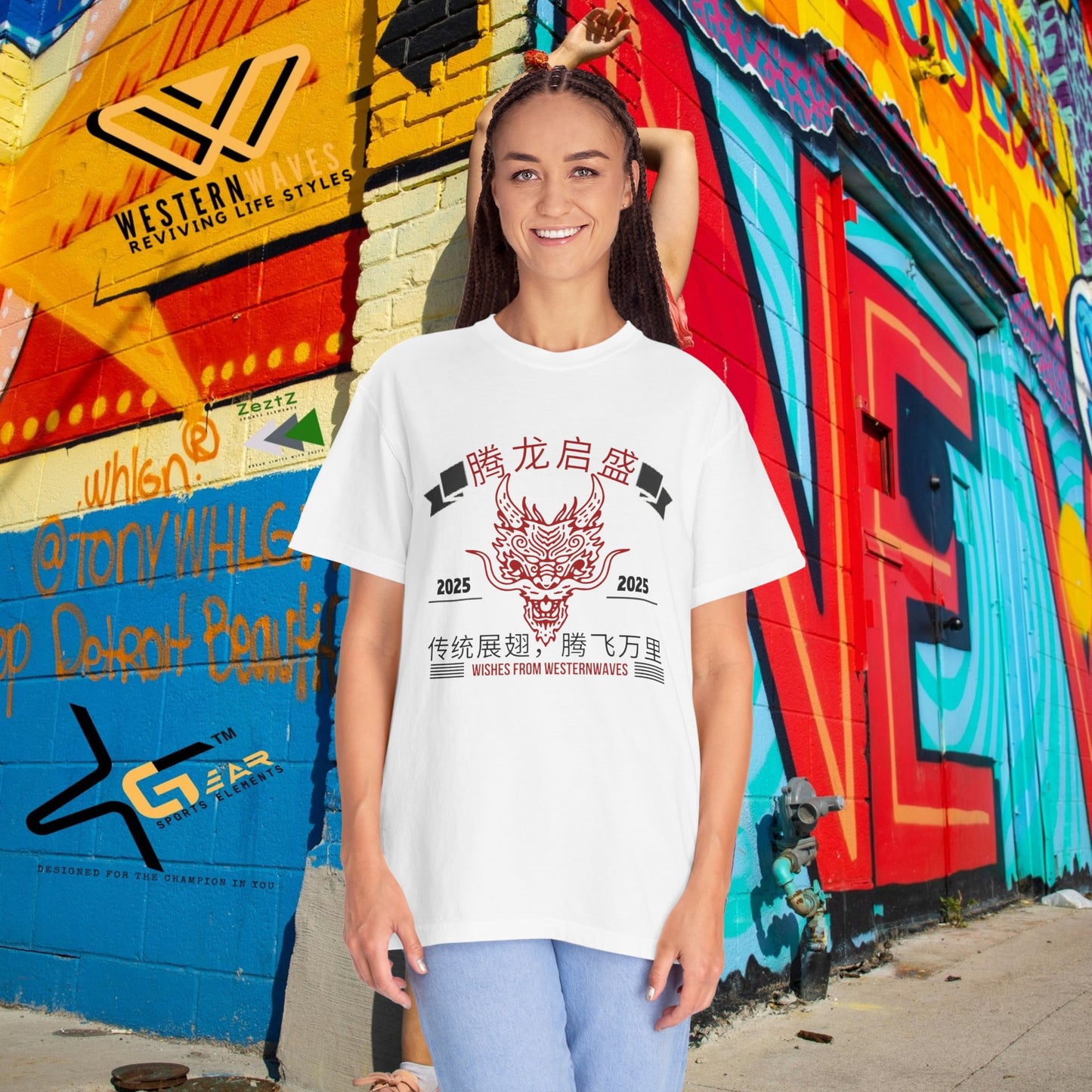 Unisex Garment-Dyed T-shirt_ N3+ Series USGDTS PT2WW003_ Comfort Colors 1717_ ‘Election America’ Limited Edition Fusion of Style For Chinese New Year Celebrations by WesternWaves: