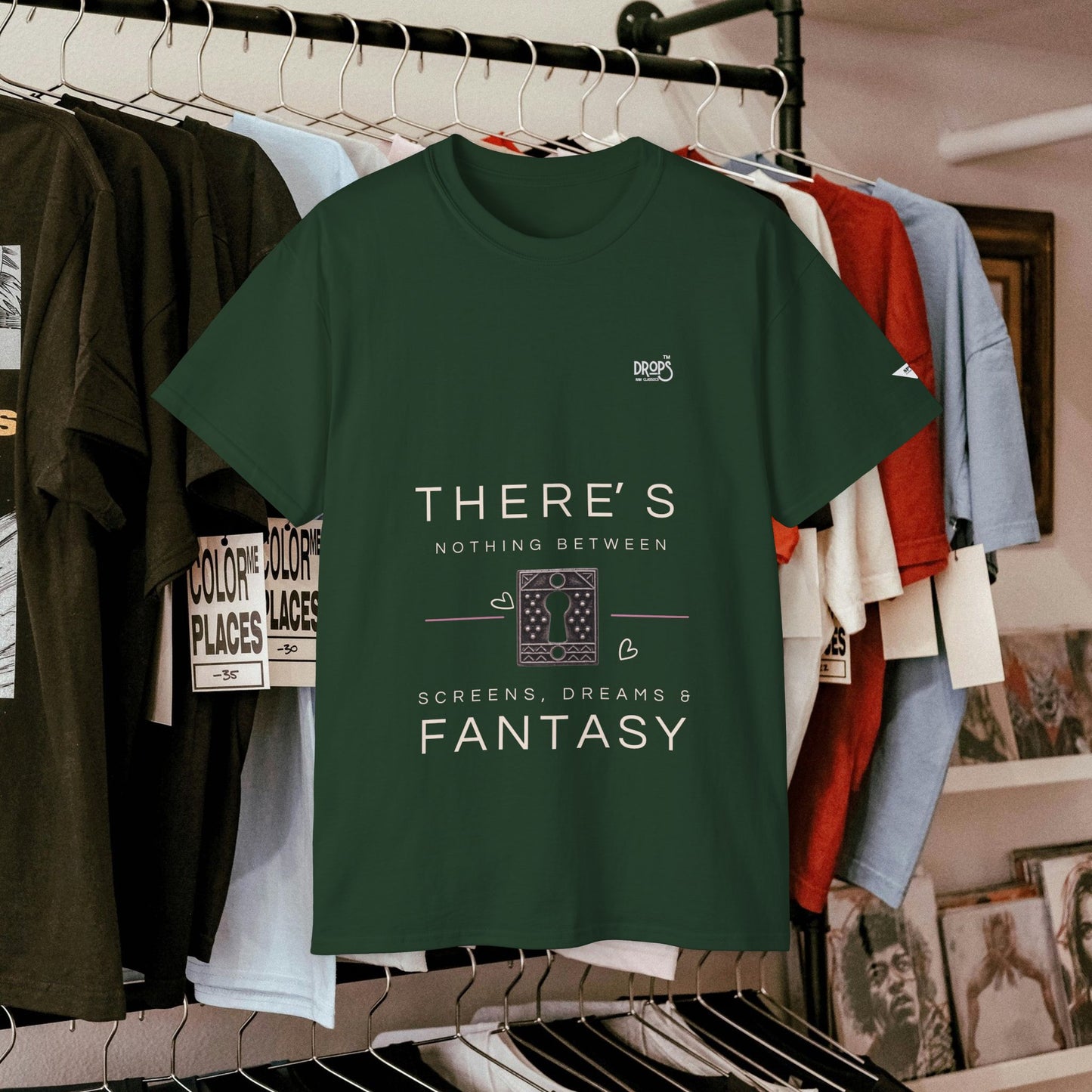 Unisex Ultra Cotton Tee - "There's Nothing Between Screens, Dreams & Fantasy" T-Shirt - Perfect for Dreamers and Creatives_ 07 May 2025_ 001