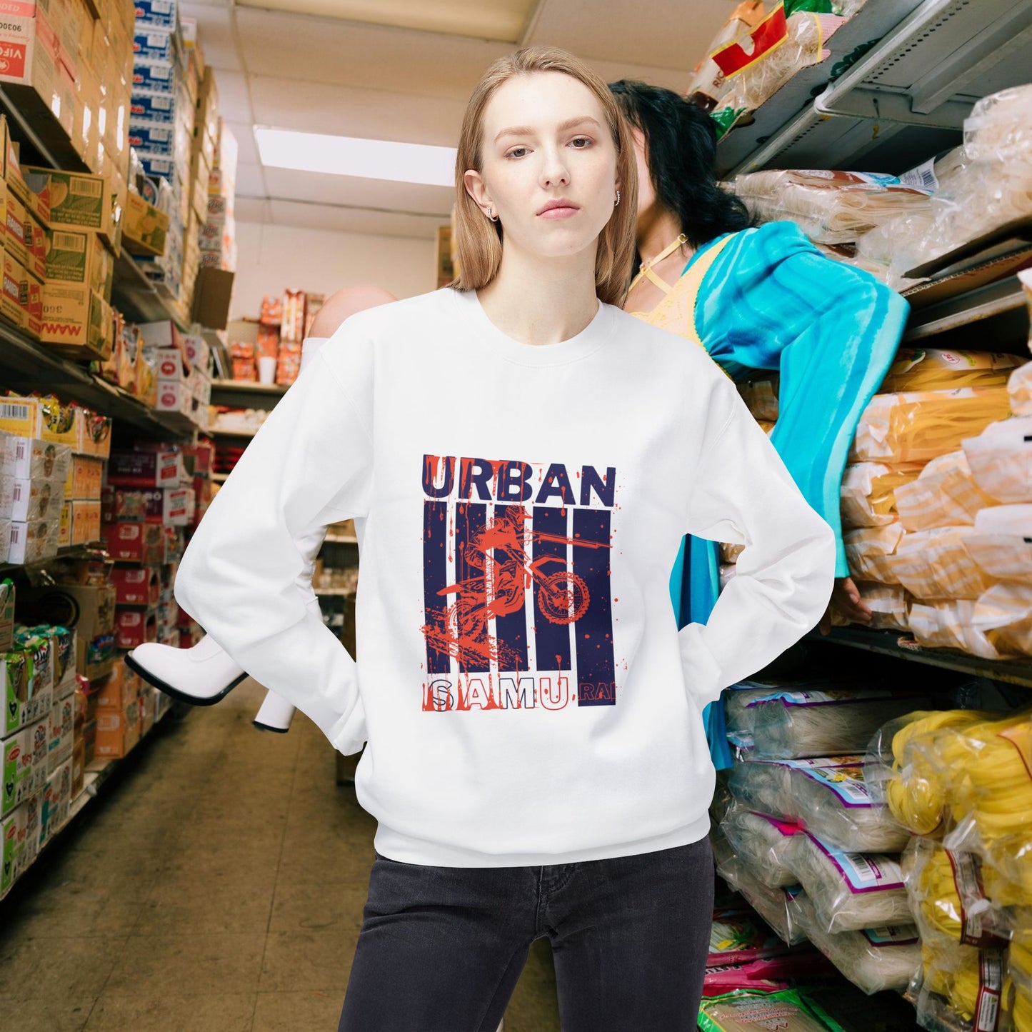 Unisex Midweight Softstyle Fleece Crewneck Sweatshirt_ N2+ Series USMWSSFCNSS PT2WW009_ Limited Edition Stylish Eco-conscious Raw Classic by WesternWaves: