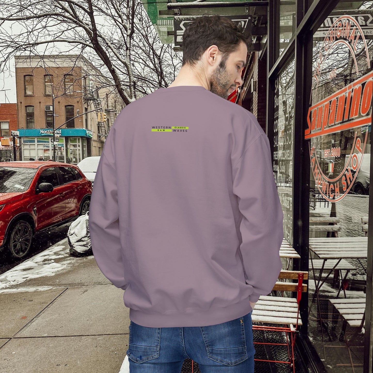 Unisex Midweight Softstyle Fleece Crewneck Sweatshirt_ N2+ Series USMWSSFCNSS PT2WW009_ Limited Edition Stylish Eco-conscious Raw Classic by WesternWaves: