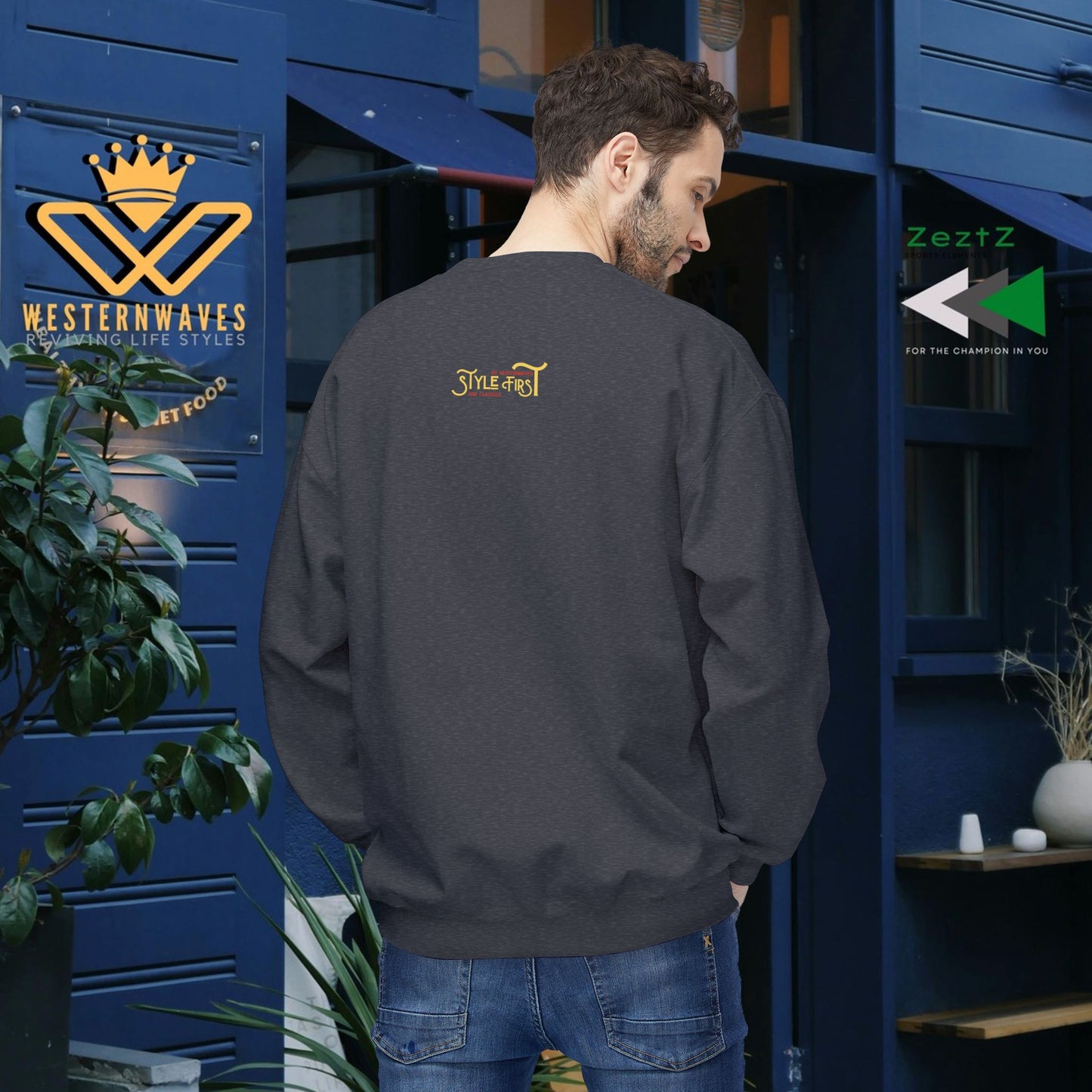 Unisex Midweight Softstyle Fleece Crewneck Sweatshirt_ N2+ Series USMWSSFCNSS PT2WW010_ Limited Edition Stylish Eco-conscious Raw Classic by WesternWaves: