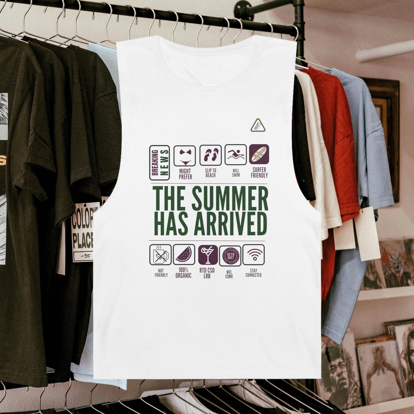 Unisex Summer Vibes Tank Top - 'The Summer Has Arrived' – Organic Cotton_ 09 May 2025_ 001