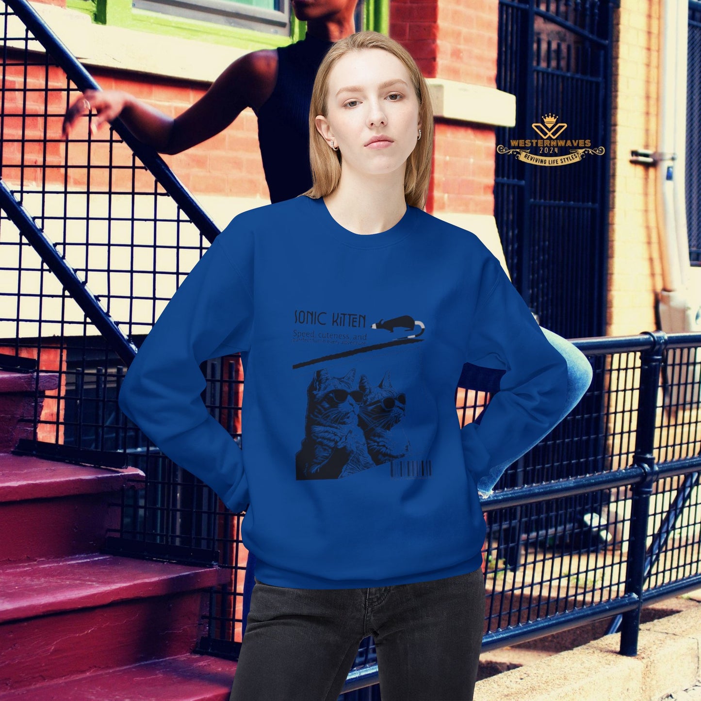 Unisex Midweight Fleece Crewneck Sweatshirt_ N2 Series SPW UXMWFCS PT2WW015_ WesternWaves Signature Limited Edition: