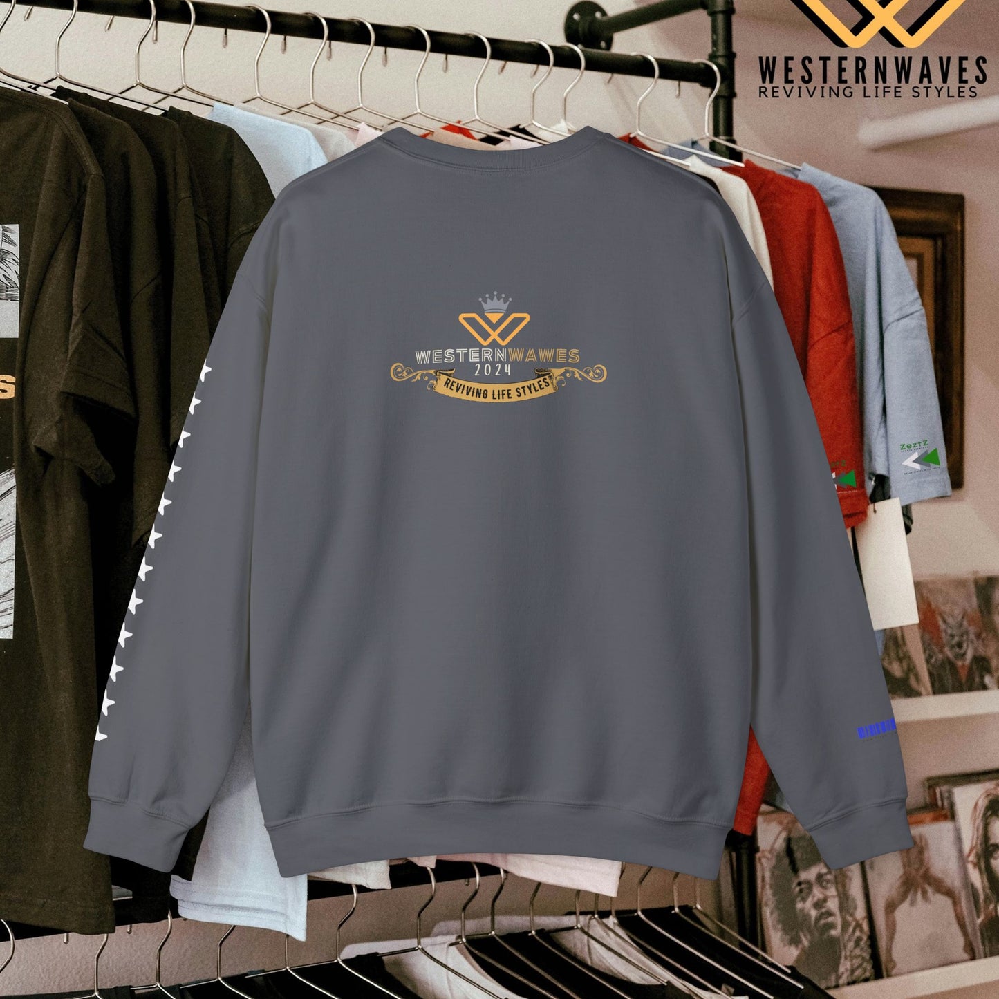 Unisex Heavy Blend™ Crewneck Sweatshirt_ N3 Series UHBCSS PT2WV011_ Limited Edition Pure Luxuryby WesternWaves: