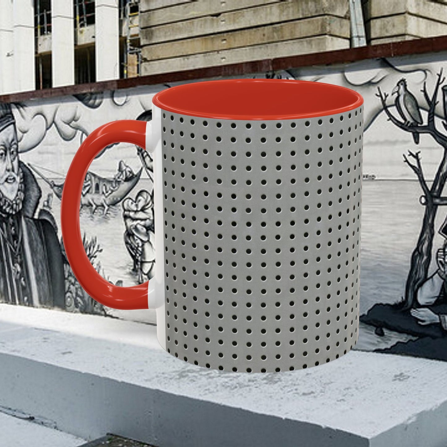 Two Tone Accent Coffee Mug 11oz_  N7+ Series ACMUG11OZ PT2WW001_ Limited Edition Stylish Perforated Design by WesternWaves: