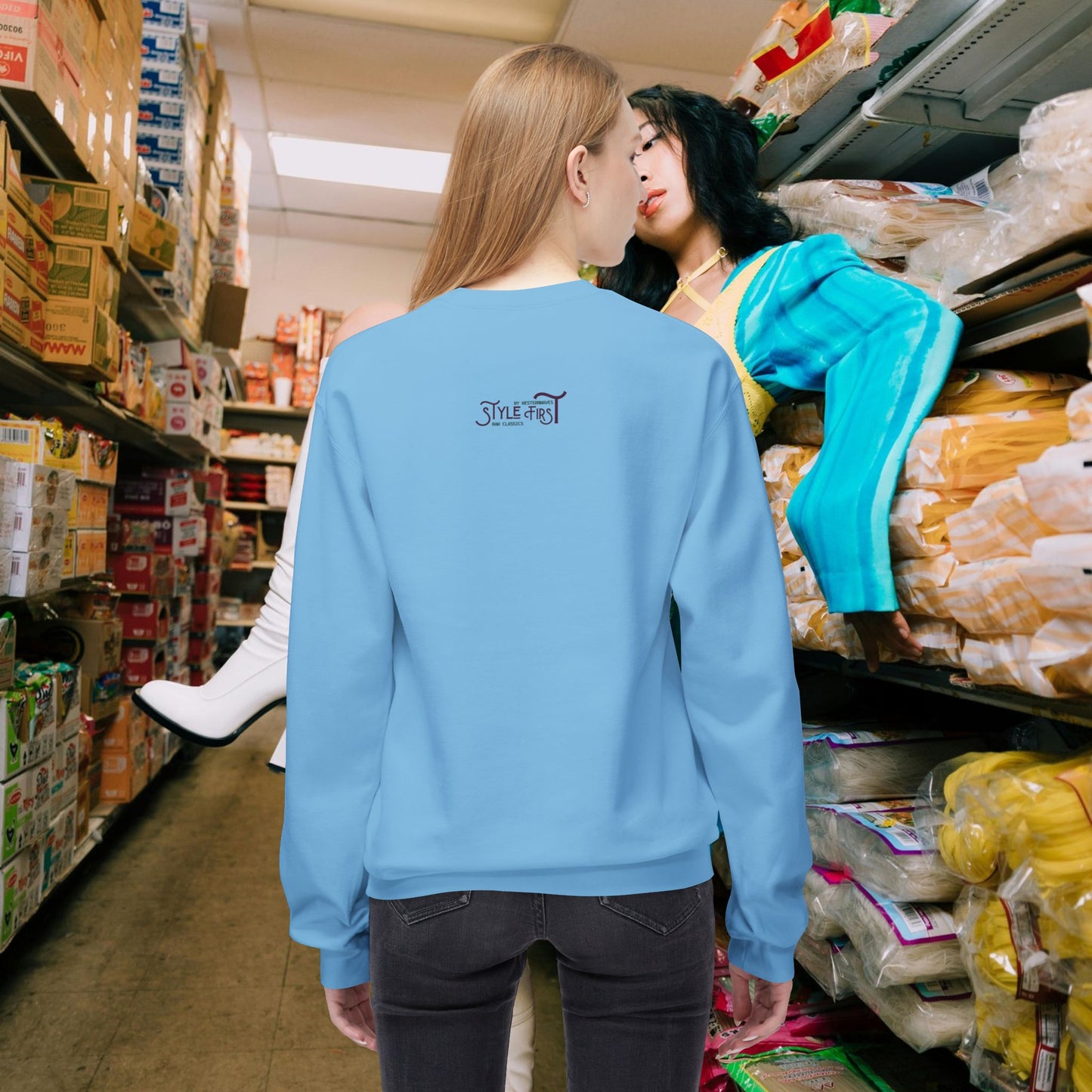 Unisex Midweight Softstyle Fleece Crewneck Sweatshirt_ N2+ Series USMWSSFCNSS PT2WW010_ Limited Edition Stylish Eco-conscious Raw Classic by WesternWaves: