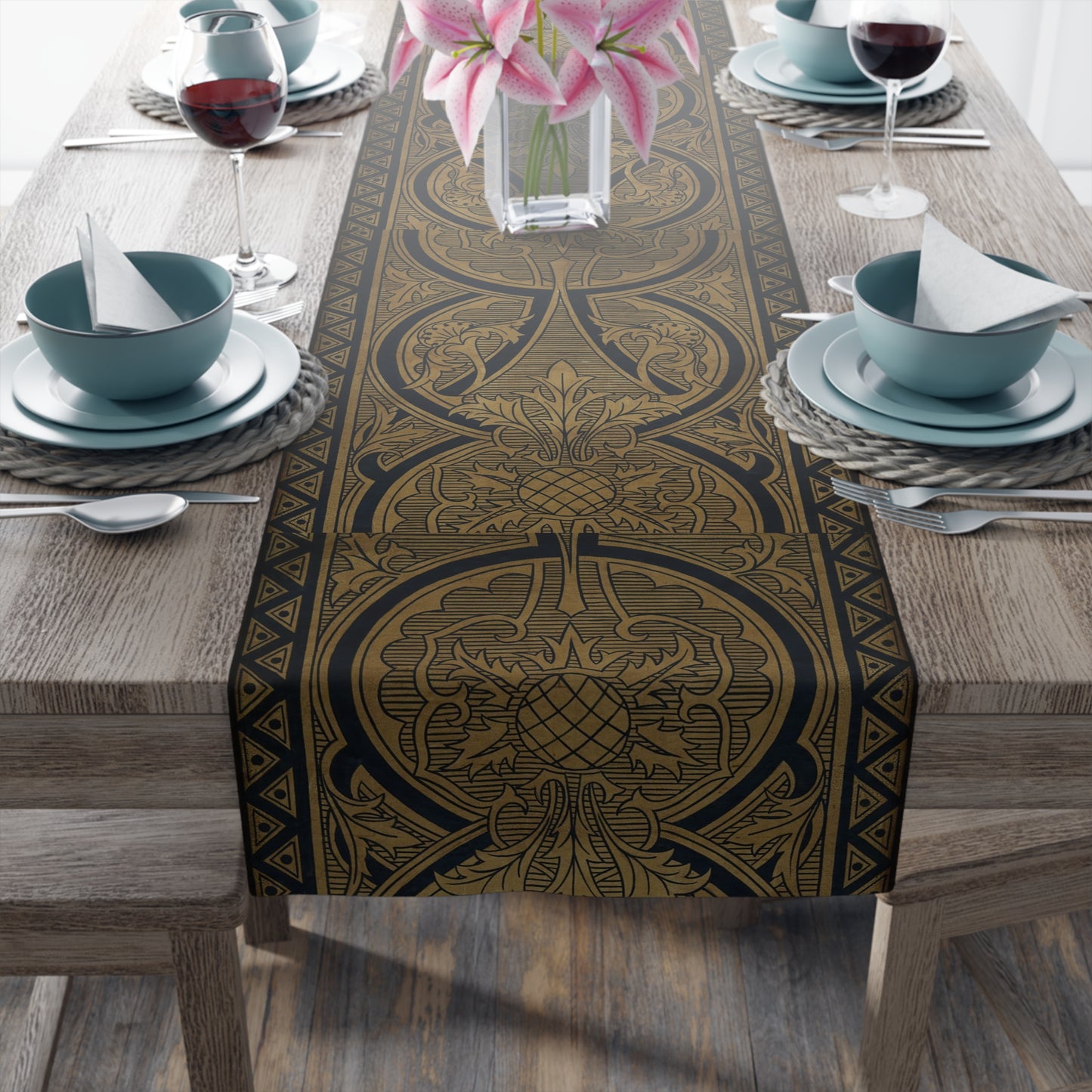 Table Runner (Cotton, Poly)_ Elegant Vintage-Inspired Table Runner for Stylish Dining_ N7+ Series TRUNNER PT2WW003_ Limited Edition by WesternWaves_
