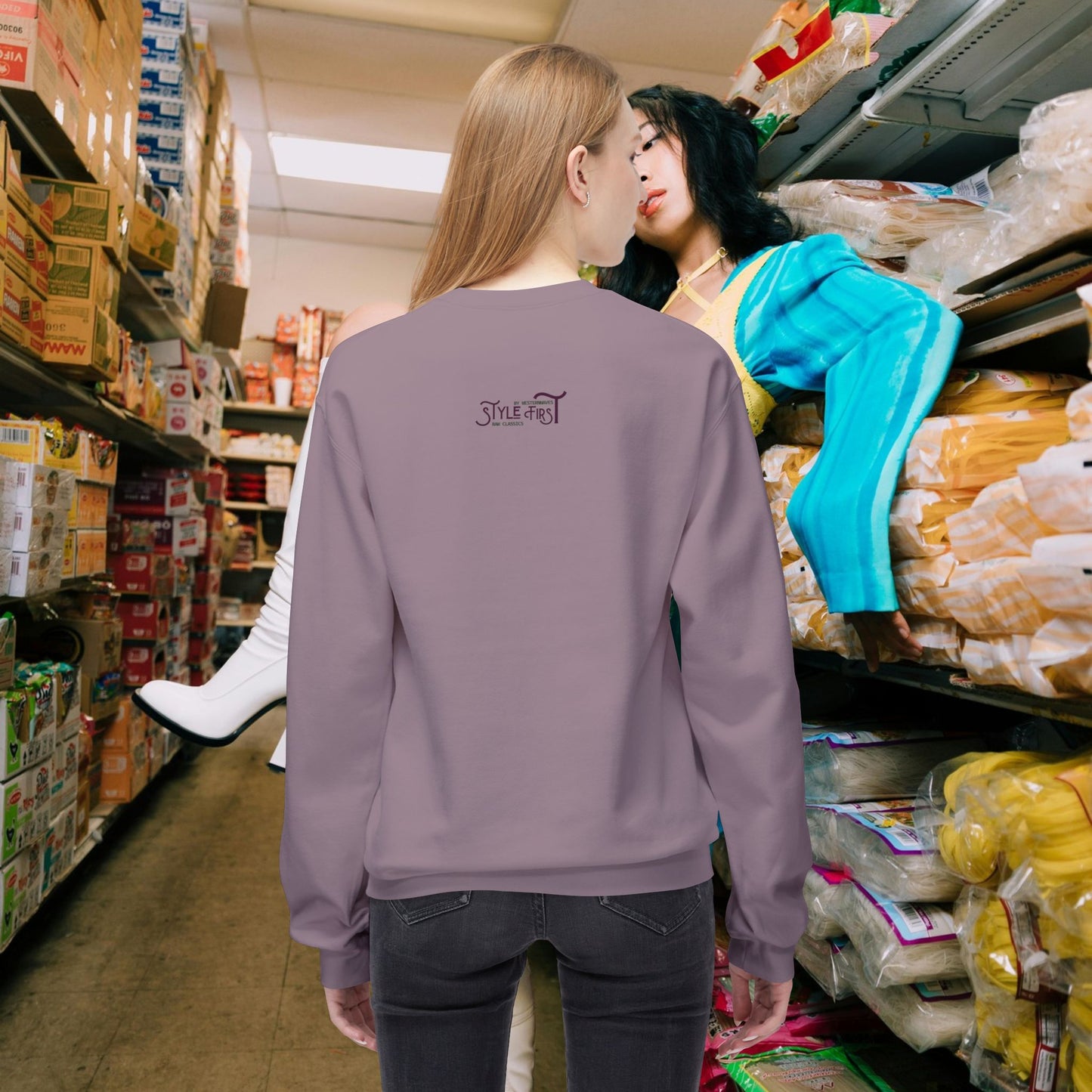 Unisex Midweight Softstyle Fleece Crewneck Sweatshirt_ N2+ Series USMWSSFCNSS PT2WW010_ Limited Edition Stylish Eco-conscious Raw Classic by WesternWaves:
