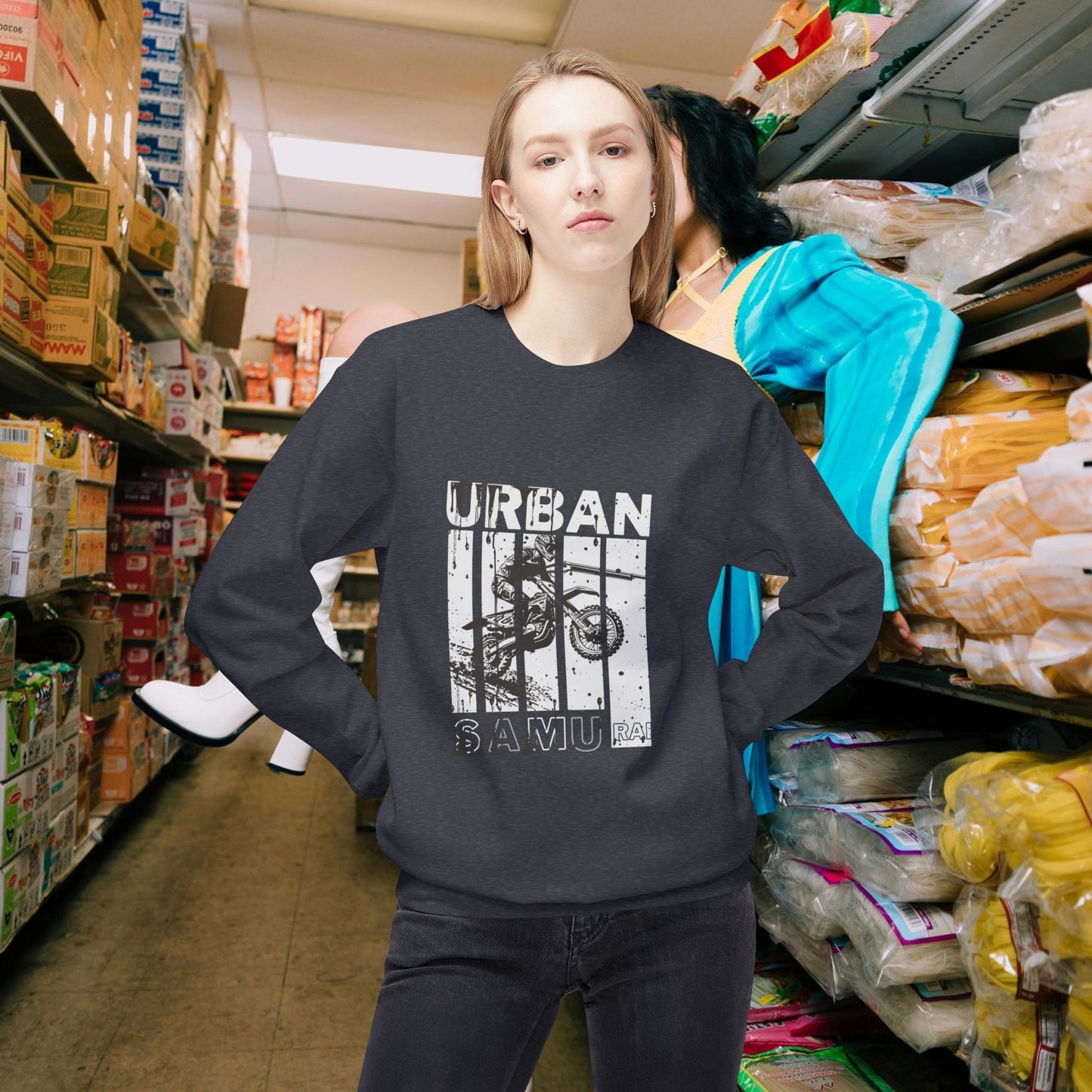 Unisex Midweight Softstyle Fleece Crewneck Sweatshirt_ N2+ Series USMWSSFCNSS PT2WW009_ Limited Edition Stylish Eco-conscious Raw Classic by WesternWaves: