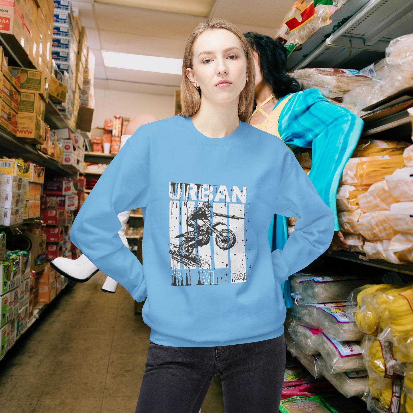 Unisex Midweight Softstyle Fleece Crewneck Sweatshirt_ N2+ Series USMWSSFCNSS PT2WW009_ Limited Edition Stylish Eco-conscious Raw Classic by WesternWaves: