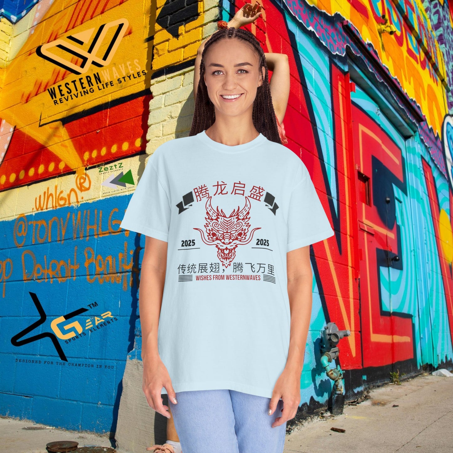 Unisex Garment-Dyed T-shirt_ N3+ Series USGDTS PT2WW003_ Comfort Colors 1717_ ‘Election America’ Limited Edition Fusion of Style For Chinese New Year Celebrations by WesternWaves: