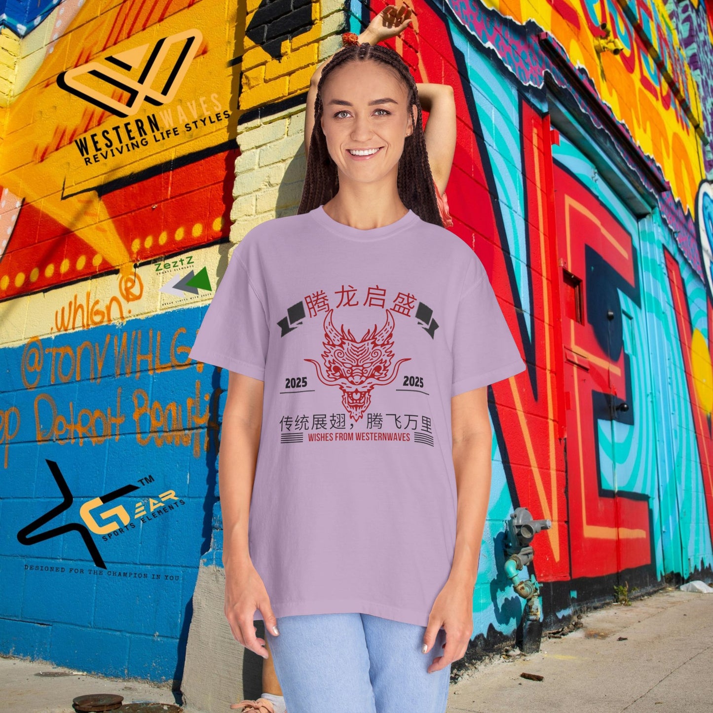 Unisex Garment-Dyed T-shirt_ N3+ Series USGDTS PT2WW003_ Comfort Colors 1717_ ‘Election America’ Limited Edition Fusion of Style For Chinese New Year Celebrations by WesternWaves: