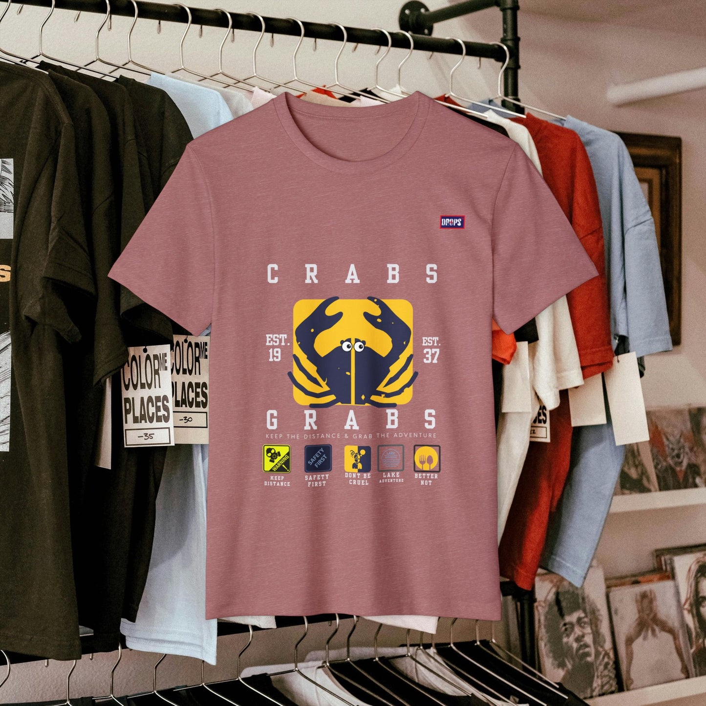 Eco-Friendly Crab Graphic Tee, Sustainable Fashion T-Shirt, Unisex Nature Lover Gift, Beach Vibes Apparel, Boho T-Shirt_ 22 May 2025_ 001