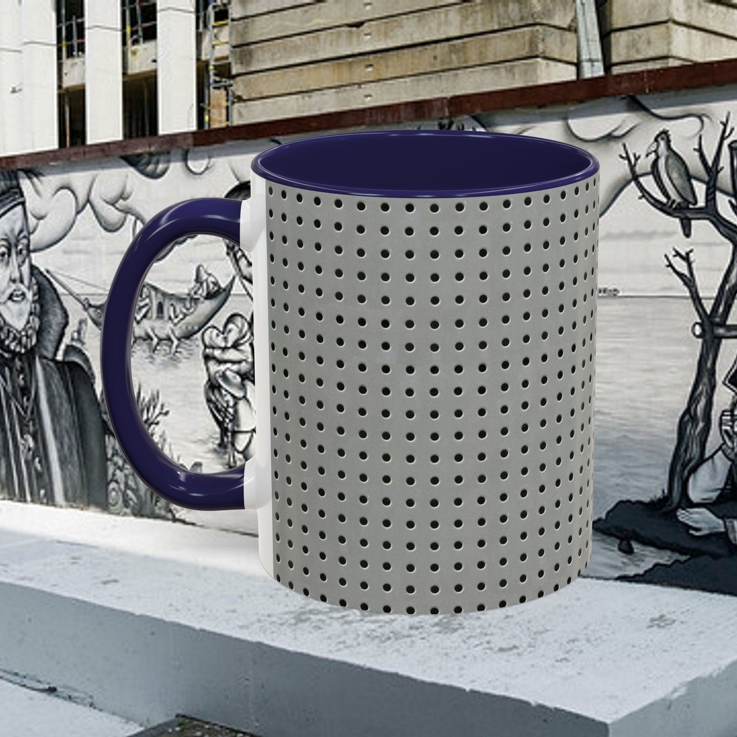 Two Tone Accent Coffee Mug 11oz_  N7+ Series ACMUG11OZ PT2WW001_ Limited Edition Stylish Perforated Design by WesternWaves: