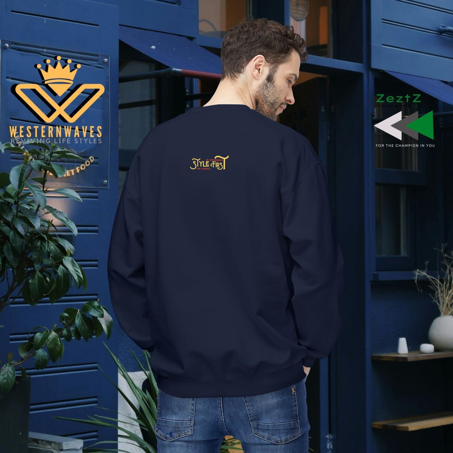 Unisex Midweight Softstyle Fleece Crewneck Sweatshirt_ N2+ Series USMWSSFCNSS PT2WW010_ Limited Edition Stylish Eco-conscious Raw Classic by WesternWaves: