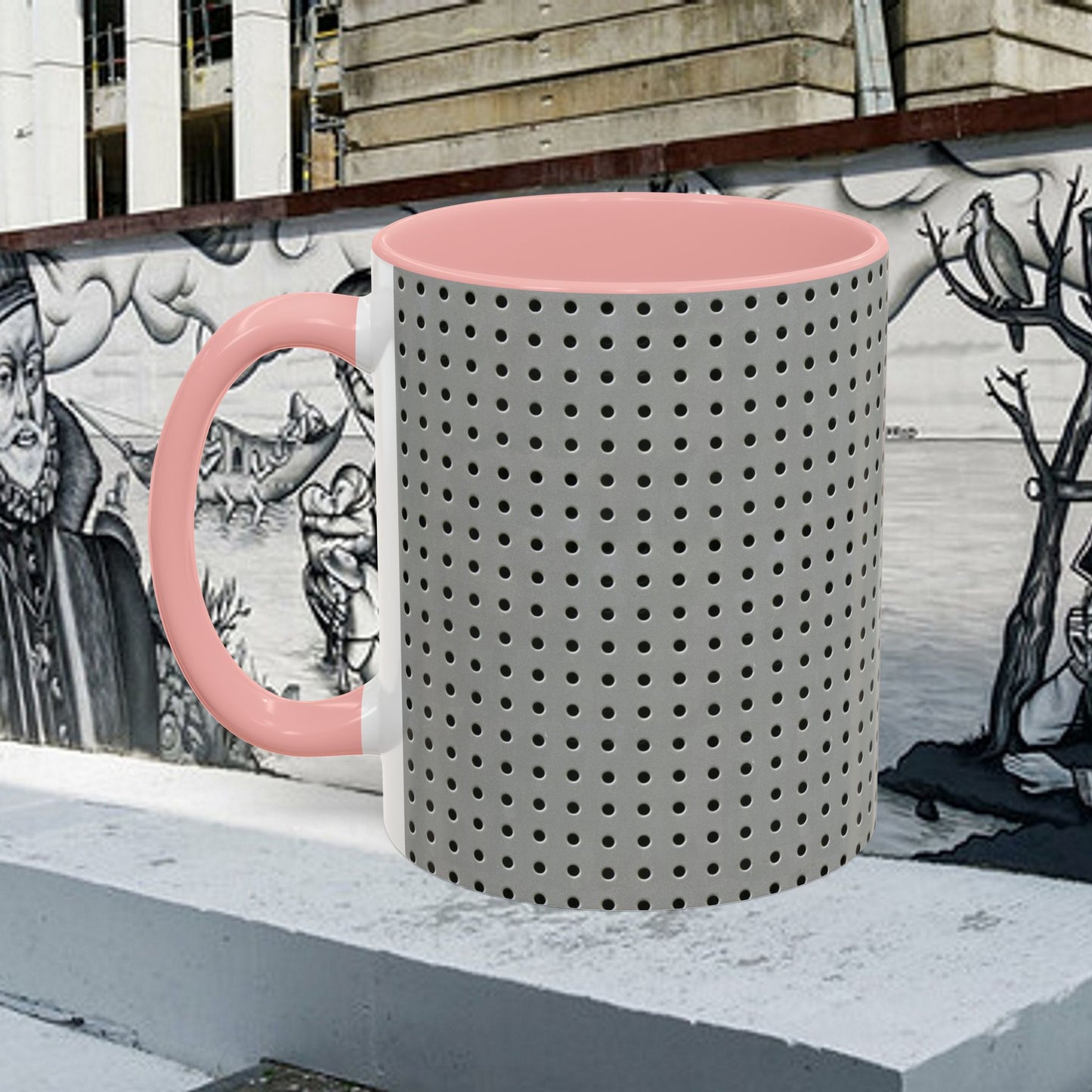 Two Tone Accent Coffee Mug 11oz_  N7+ Series ACMUG11OZ PT2WW001_ Limited Edition Stylish Perforated Design by WesternWaves: