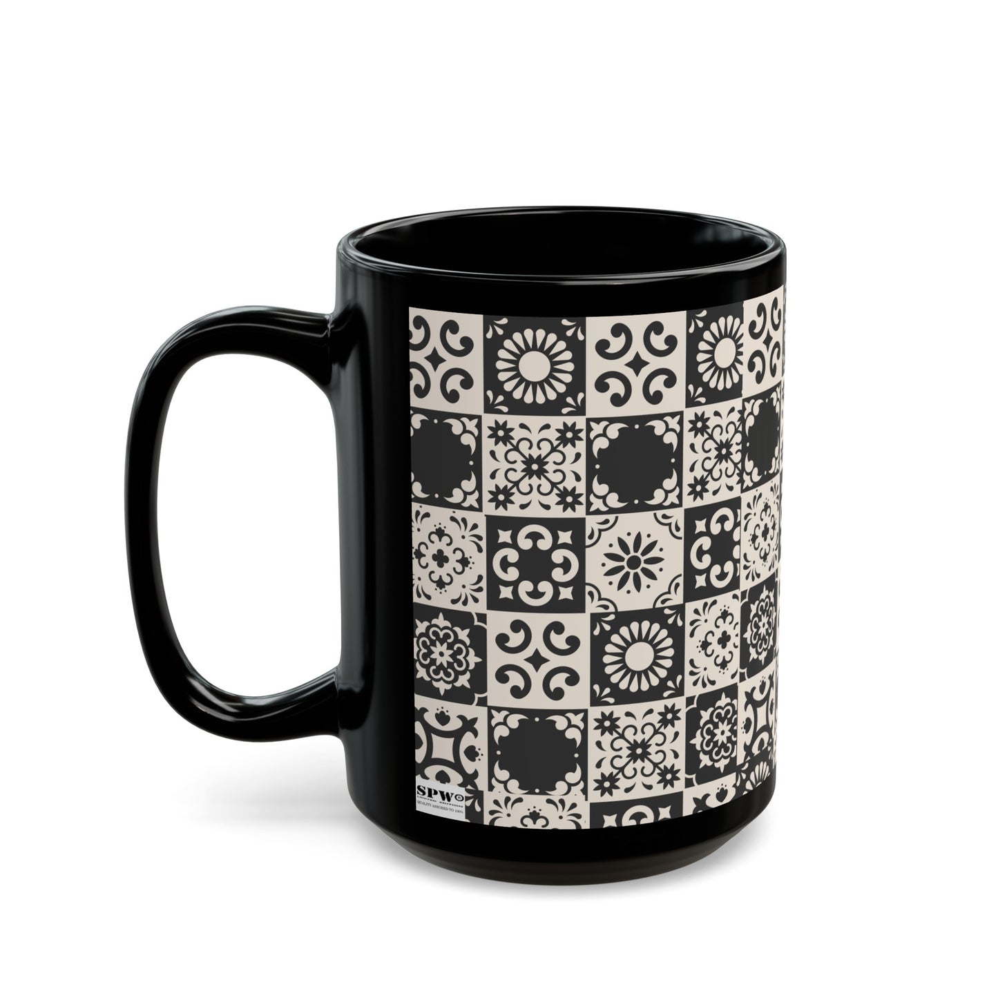 Black Mug (11oz, 15oz)_ N Series SPW CBM PT2WW002_ Limited Edition Black Ceramic Mug by WesternWawes