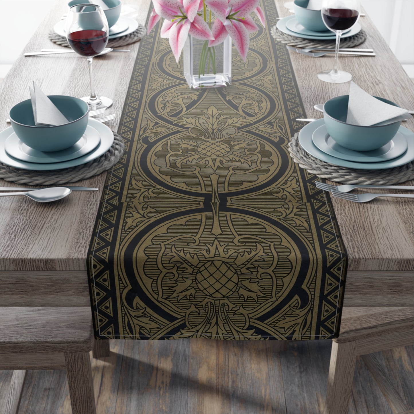 Table Runner (Cotton, Poly)_ Elegant Vintage-Inspired Table Runner for Stylish Dining_ N7+ Series TRUNNER PT2WW003_ Limited Edition by WesternWaves_