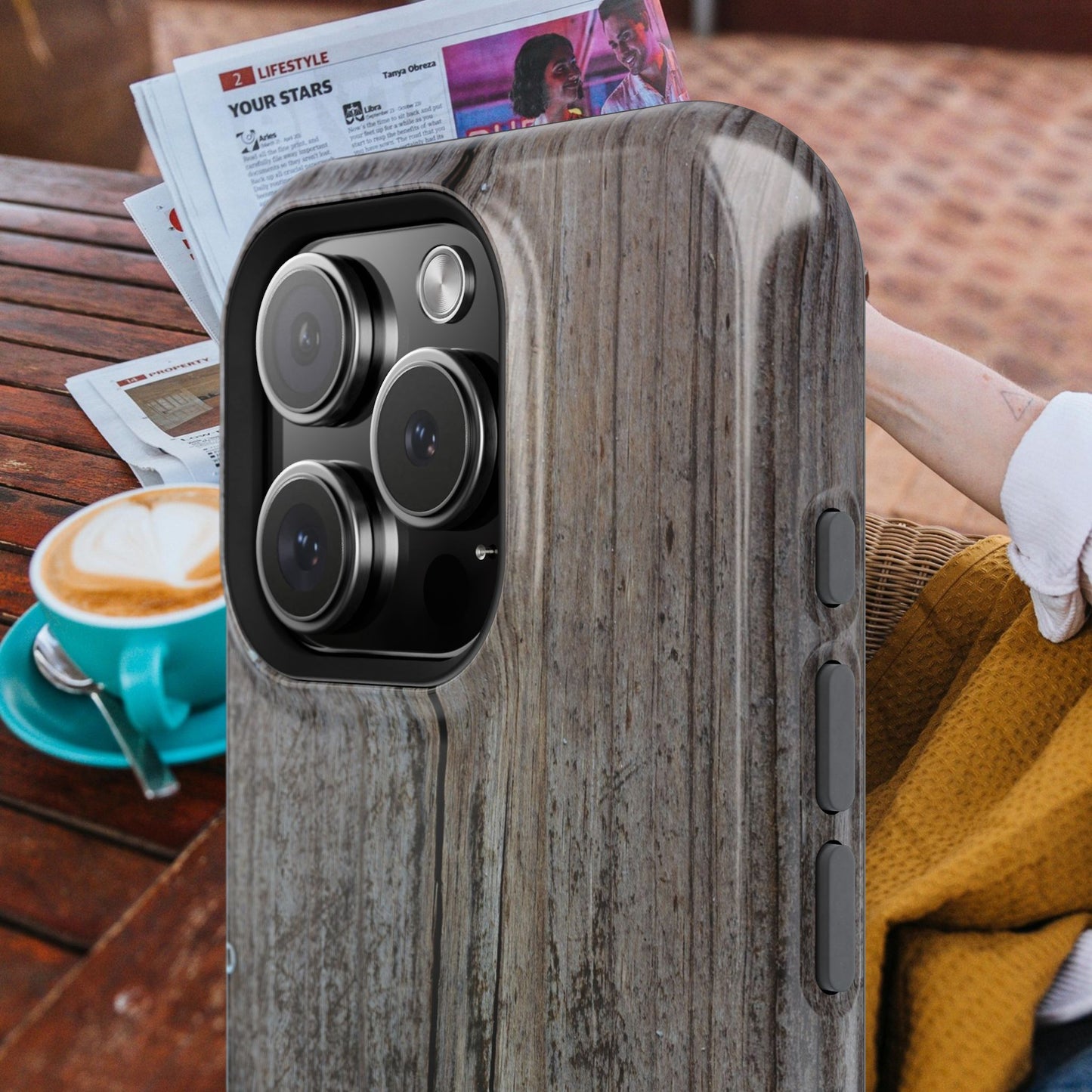 Impact-Resistant Tough Cases_ iPhone Case_ Series N8+ TCPCASE PT2WW006_ Limited Edition  Wooden Grain Phone Case for iPhones by WesternWaves: