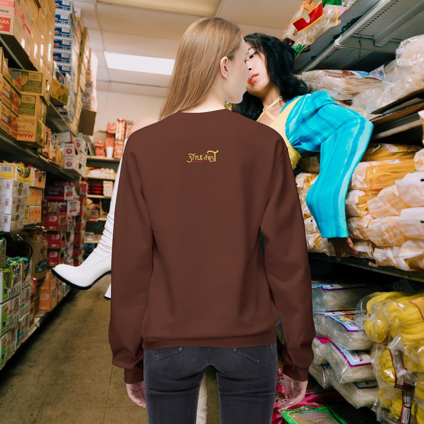 Unisex Midweight Softstyle Fleece Crewneck Sweatshirt_ N2+ Series USMWSSFCNSS PT2WW010_ Limited Edition Stylish Eco-conscious Raw Classic by WesternWaves: