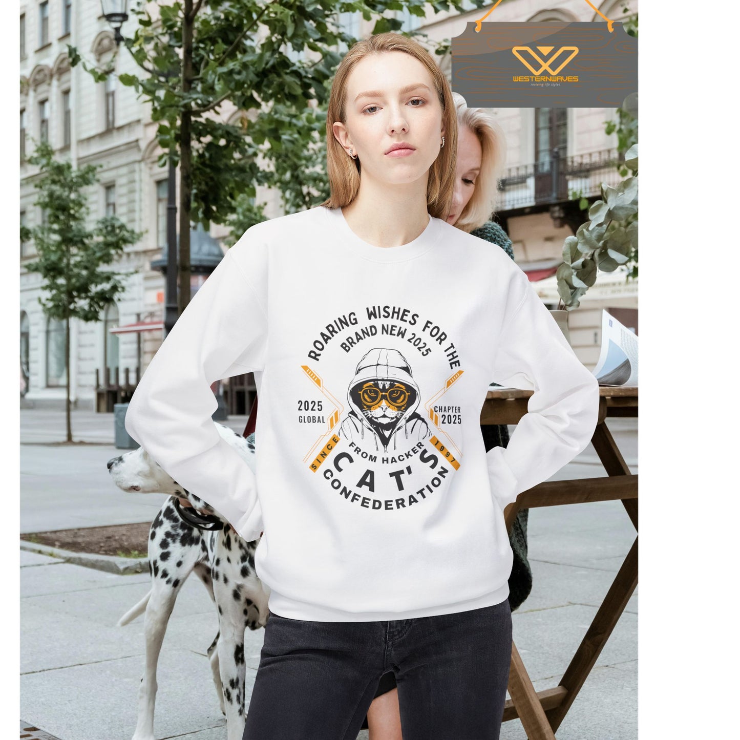 Unisex Midweight Softstyle Fleece Crewneck Sweatshirt_ N2 Series SPW USMWSSFCNSS PT2WW004_ Limited Edition Stylish Eco-conscious Raw Classic by WesternWaves: