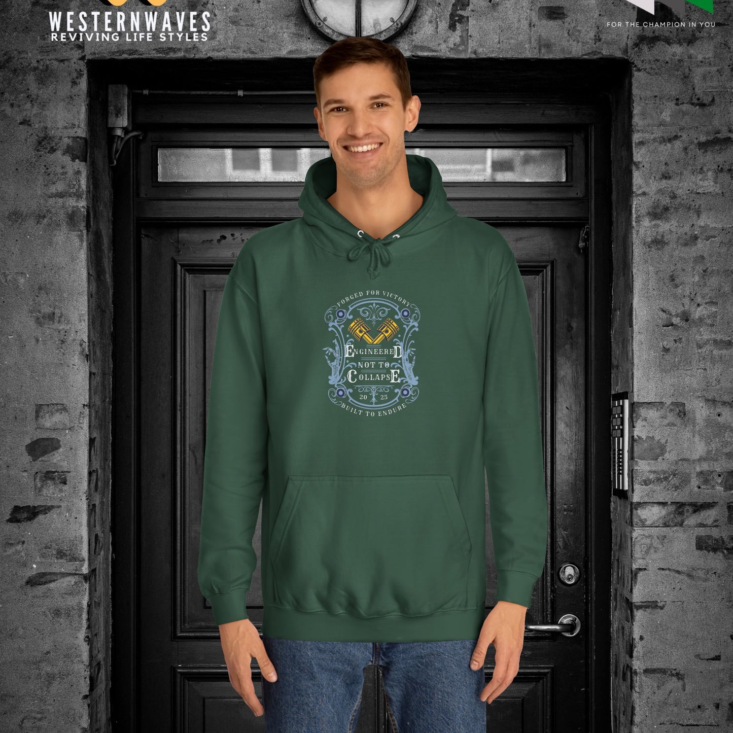 Unisex College Hoodie_  N2 Series SPW USCH PT2WW004_ Limited Edition Timeless Unisex Design by WesternWaves: