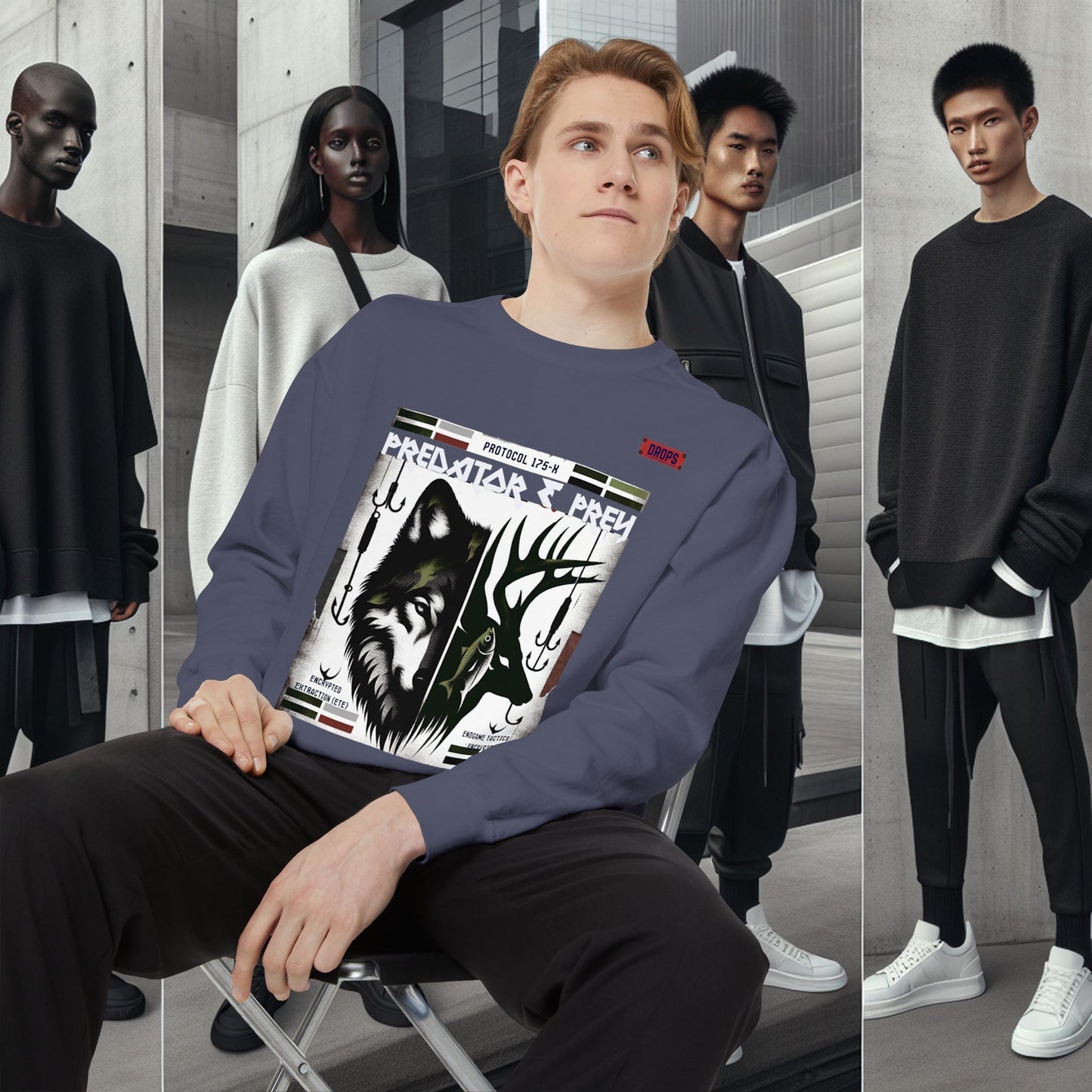 Predator & Prey Sweatshirt_ 03 Sep 2025_ Cozy Unisex Pullover, Nature Lover Apparel, Gifts for Wildlife Enthusiasts, Fall Fashion Layer